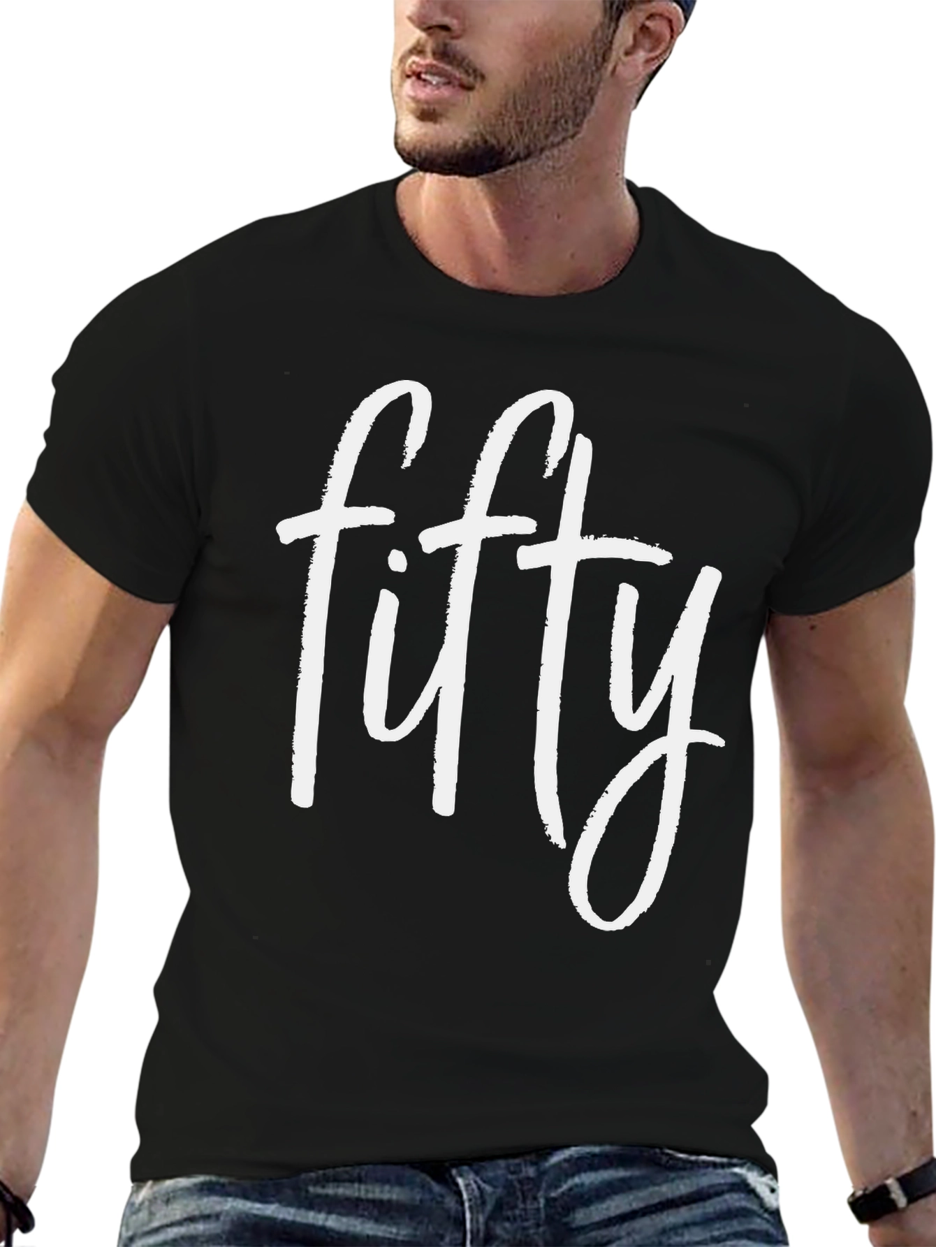 Black Fifty Graphic Tee - Birthday Gift Idea view 6