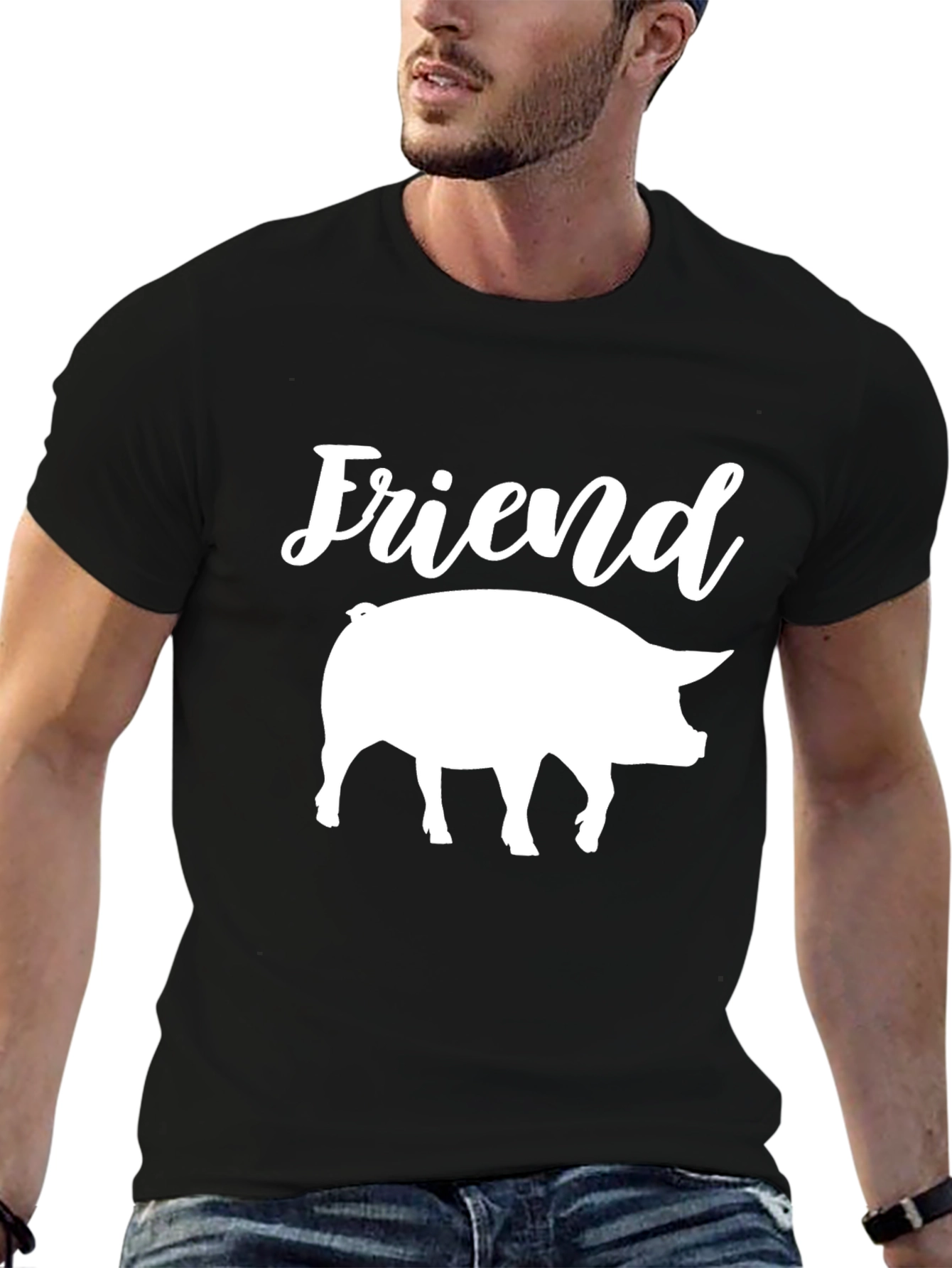 Black Pig Friend Graphic T-Shirt view 6