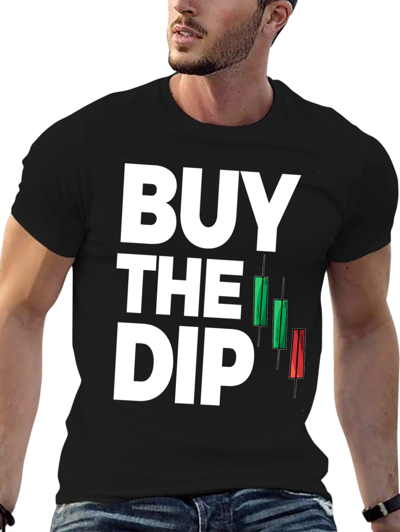 Black Buy the Dip T-Shirt - Stock Market Investor Tee view 6