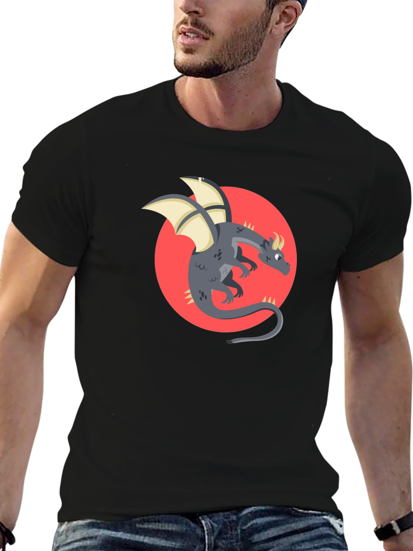 Black Dragon Graphic Black T-Shirt - Fantasy Style view 6