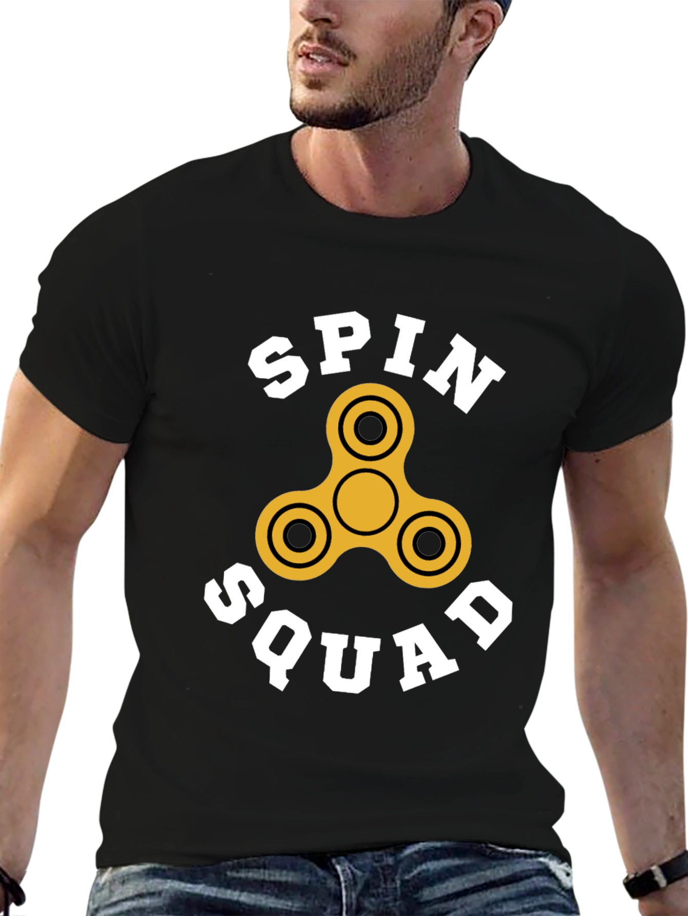 Black Spin Squad T-Shirt - Fidget Spinner Design view 6