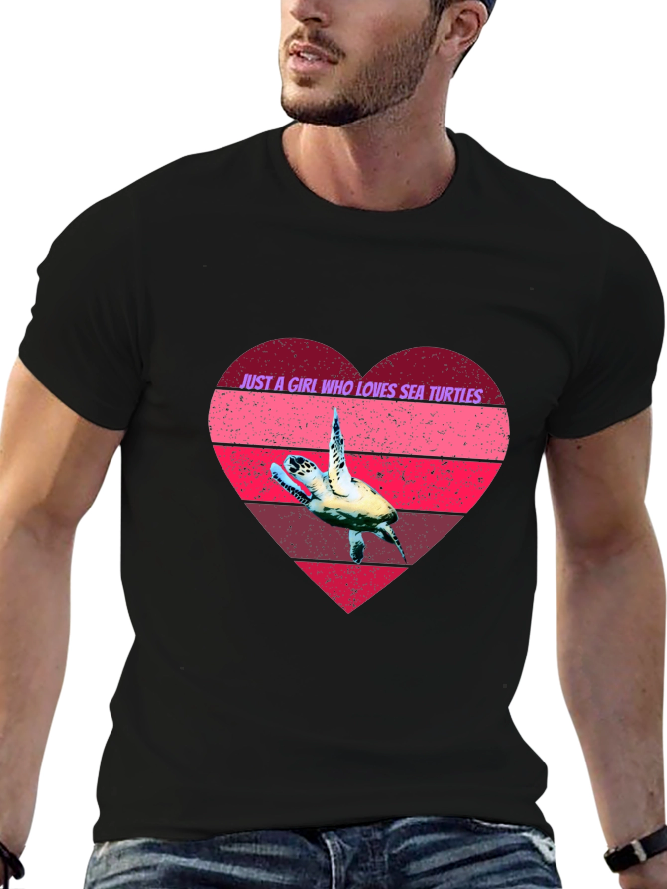 Black Sea Turtle Lover Heart Graphic Tee view 6