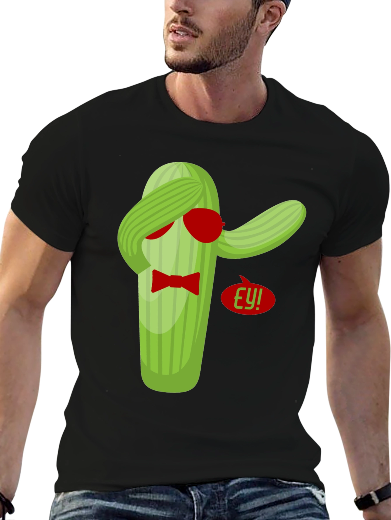 Black Dabbing Cactus T-Shirt - Funny Novelty Tee view 6