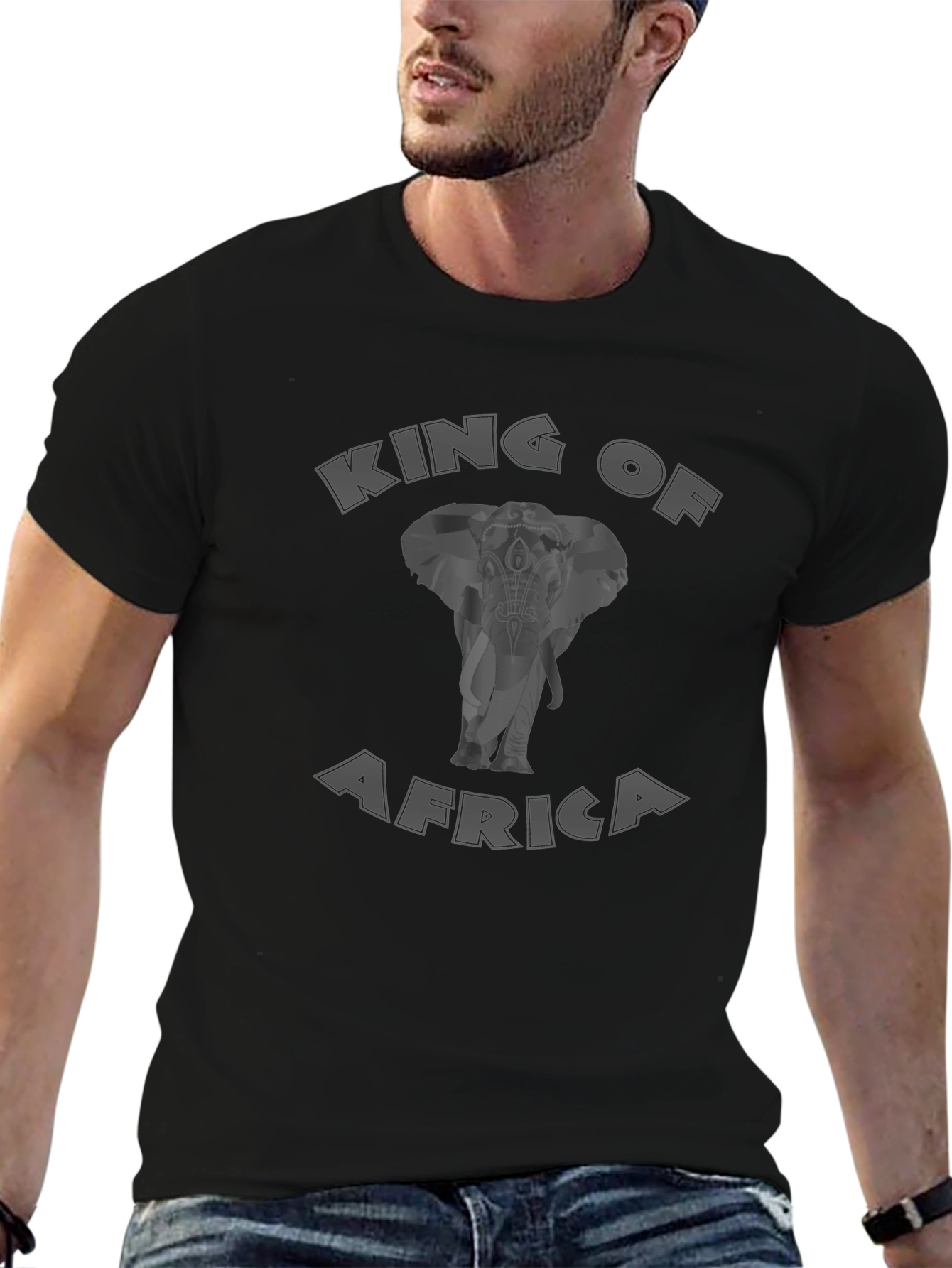 Black King of Africa Elephant Graphic Tee view 6