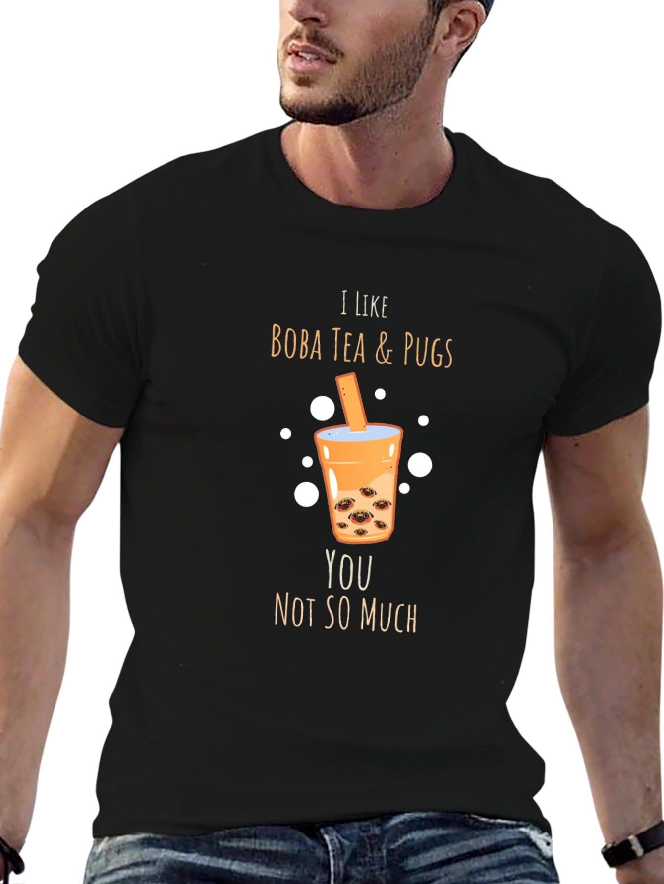 Black Boba Tea & Pugs Graphic Tee view 6