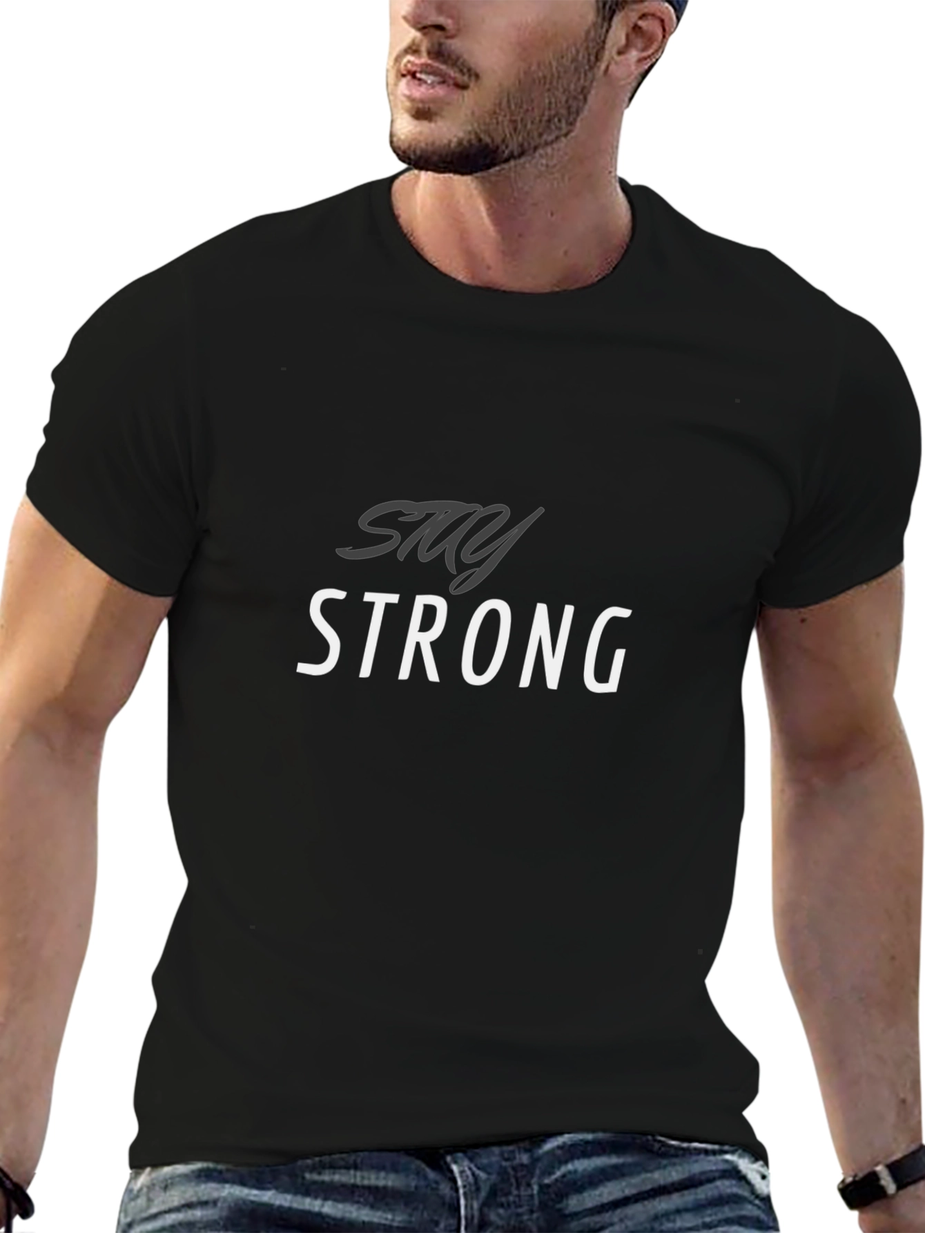 Black Stay Strong Graphic Tee - Men's Black T-Shirt view 6