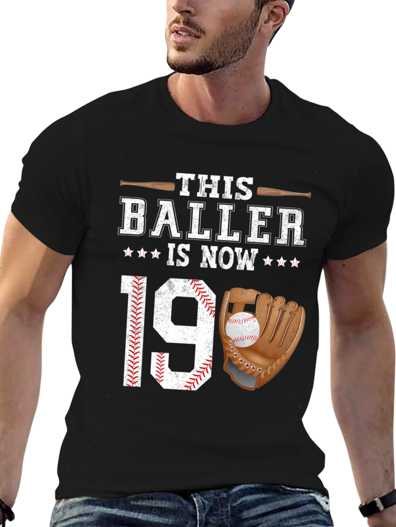 Black Baller 19th Birthday T-Shirt Baseball Lover view 6