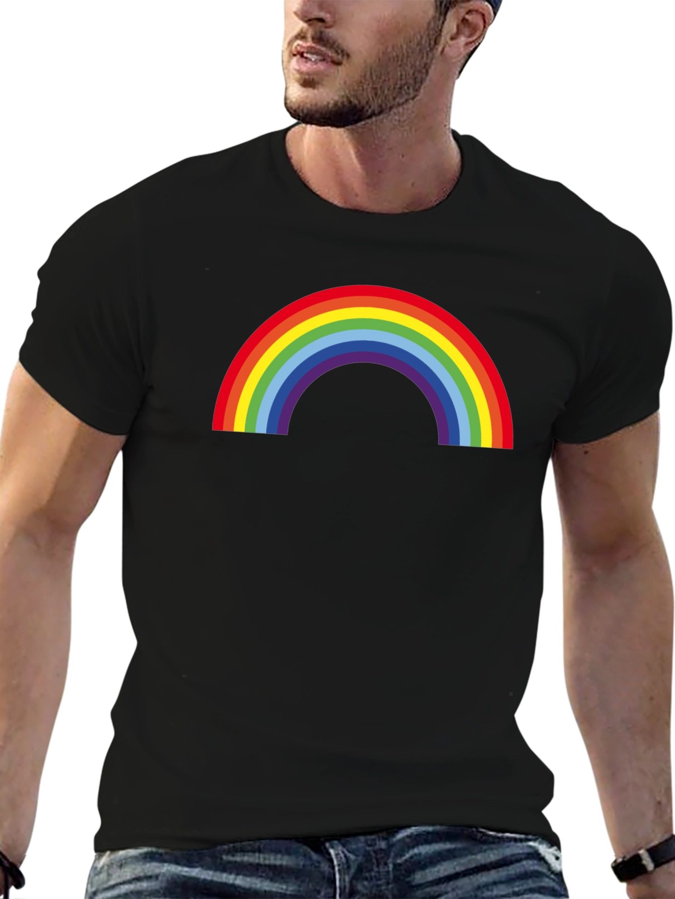 Black Rainbow Pride T-Shirt - Black Crew Neck Tee view 6