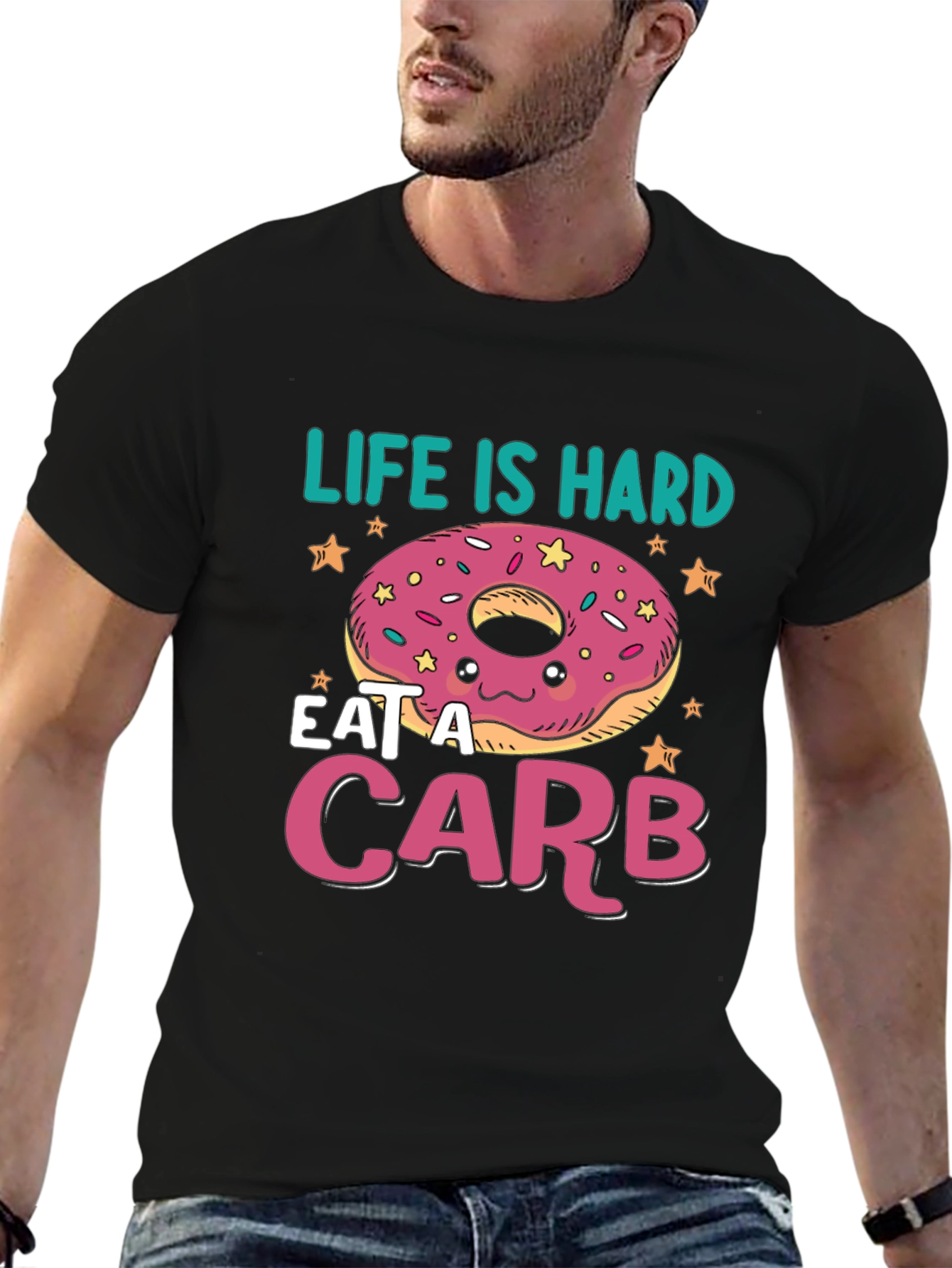 Black Life Is Hard, Eat a Carb Donut T-Shirt view 6