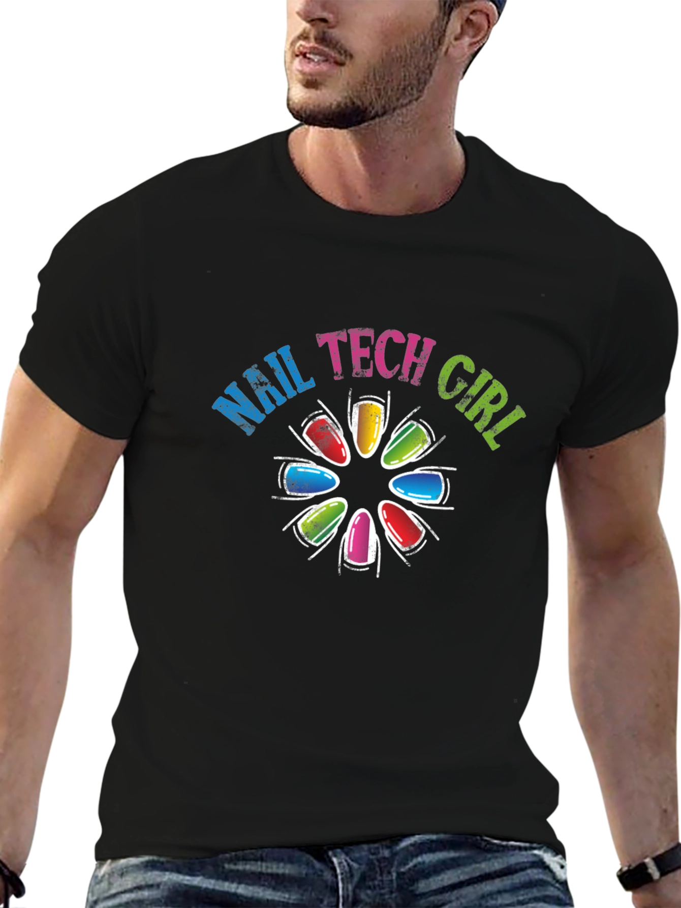 Black Nail Tech Girl T-Shirt view 6