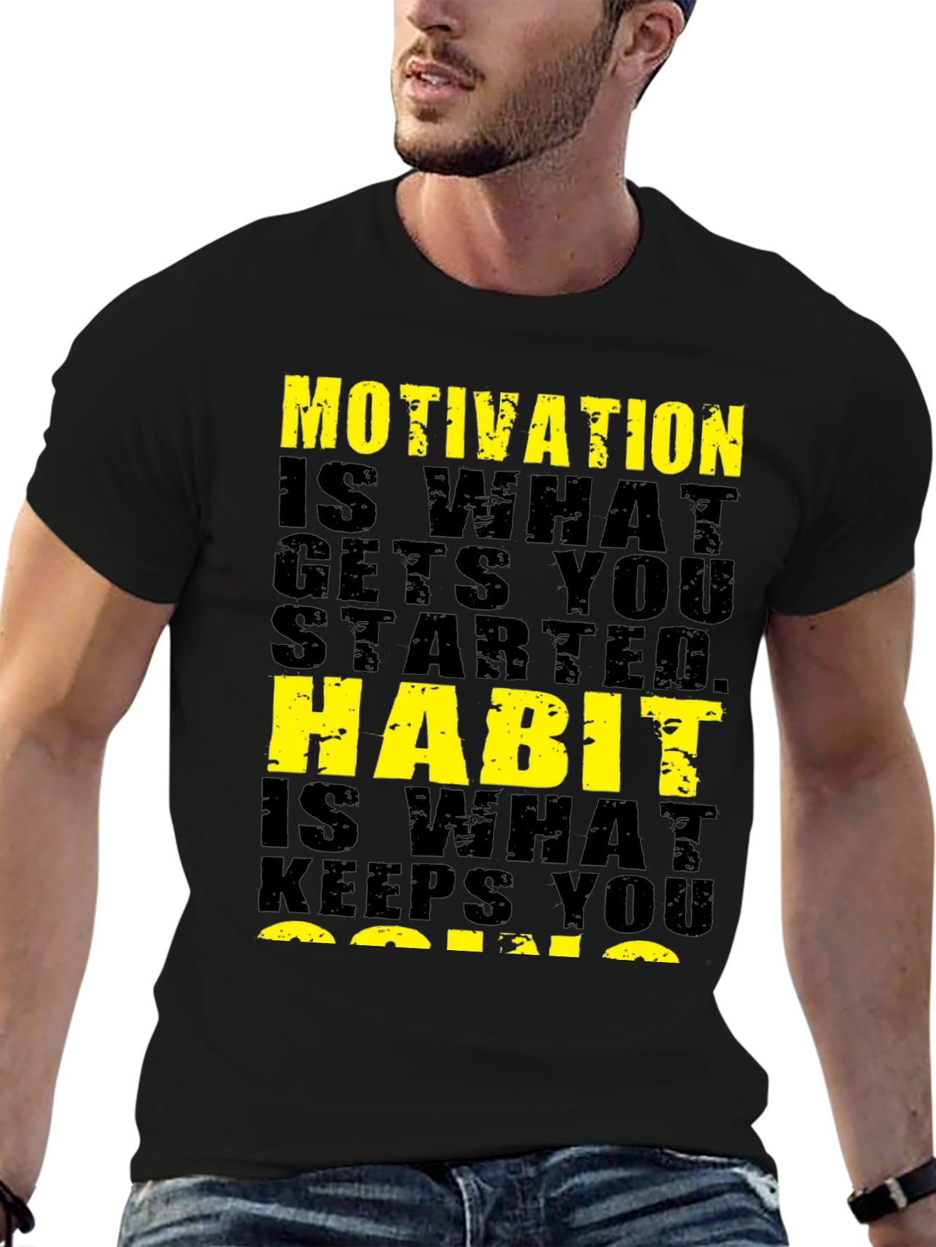 Black Motivational Quote Black T-Shirt view 6