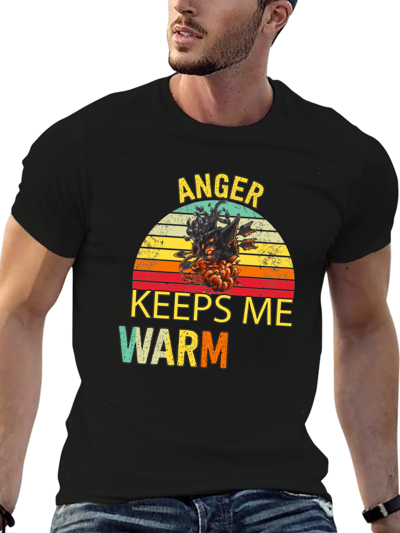 Black Anger Keeps Me Warm T-Shirt view 6