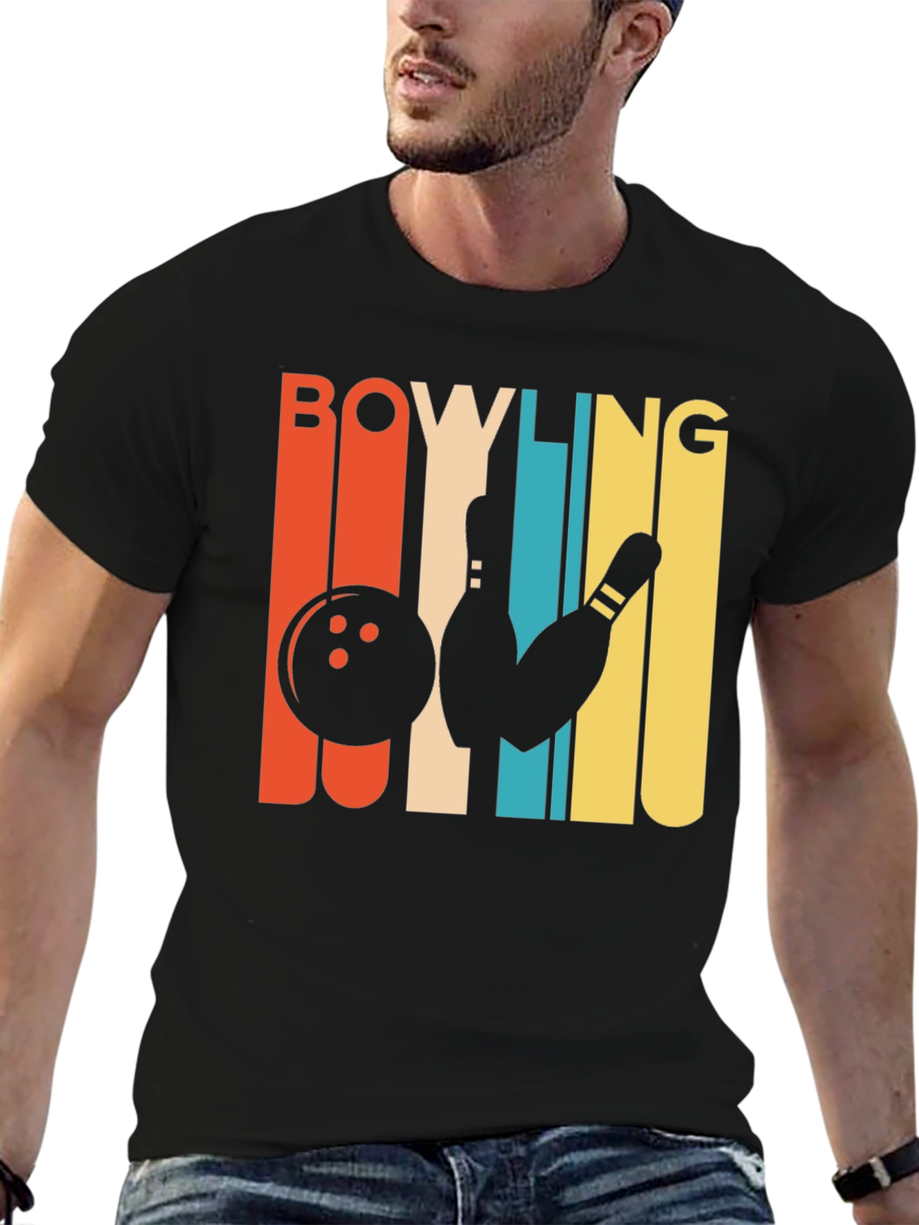 Black Retro Bowling T-Shirt - Vintage Style Graphic Tee view 6