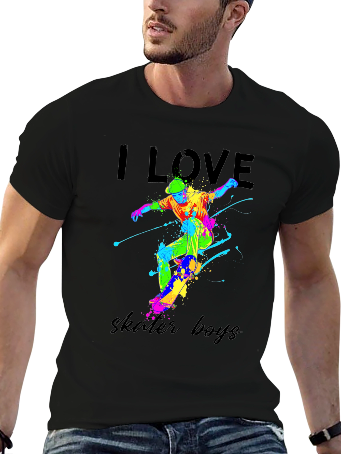 Black I Love Skater Boys Graphic Tee view 6