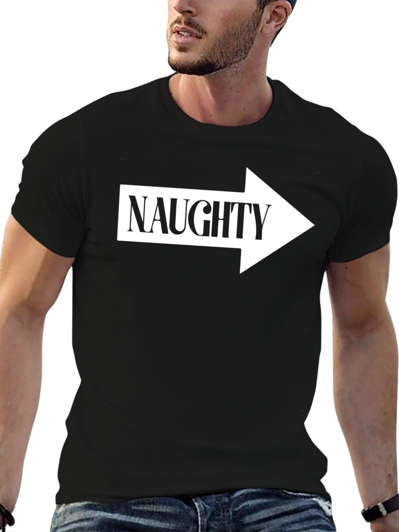 Black Naughty Arrow T-Shirt - Funny Graphic Tee view 6