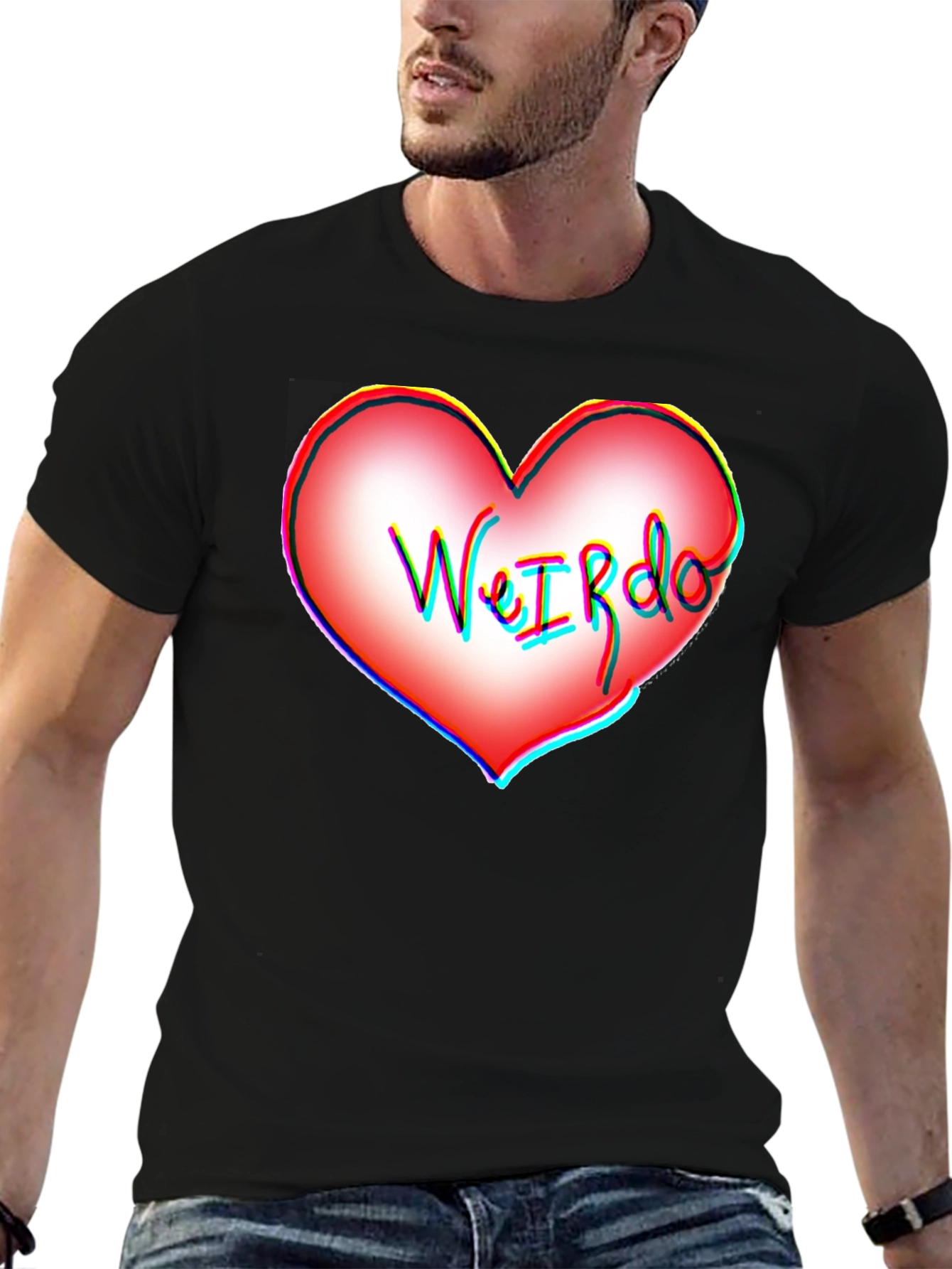 Black WeIRdo Heart Graphic T-Shirt - Unique Design view 6