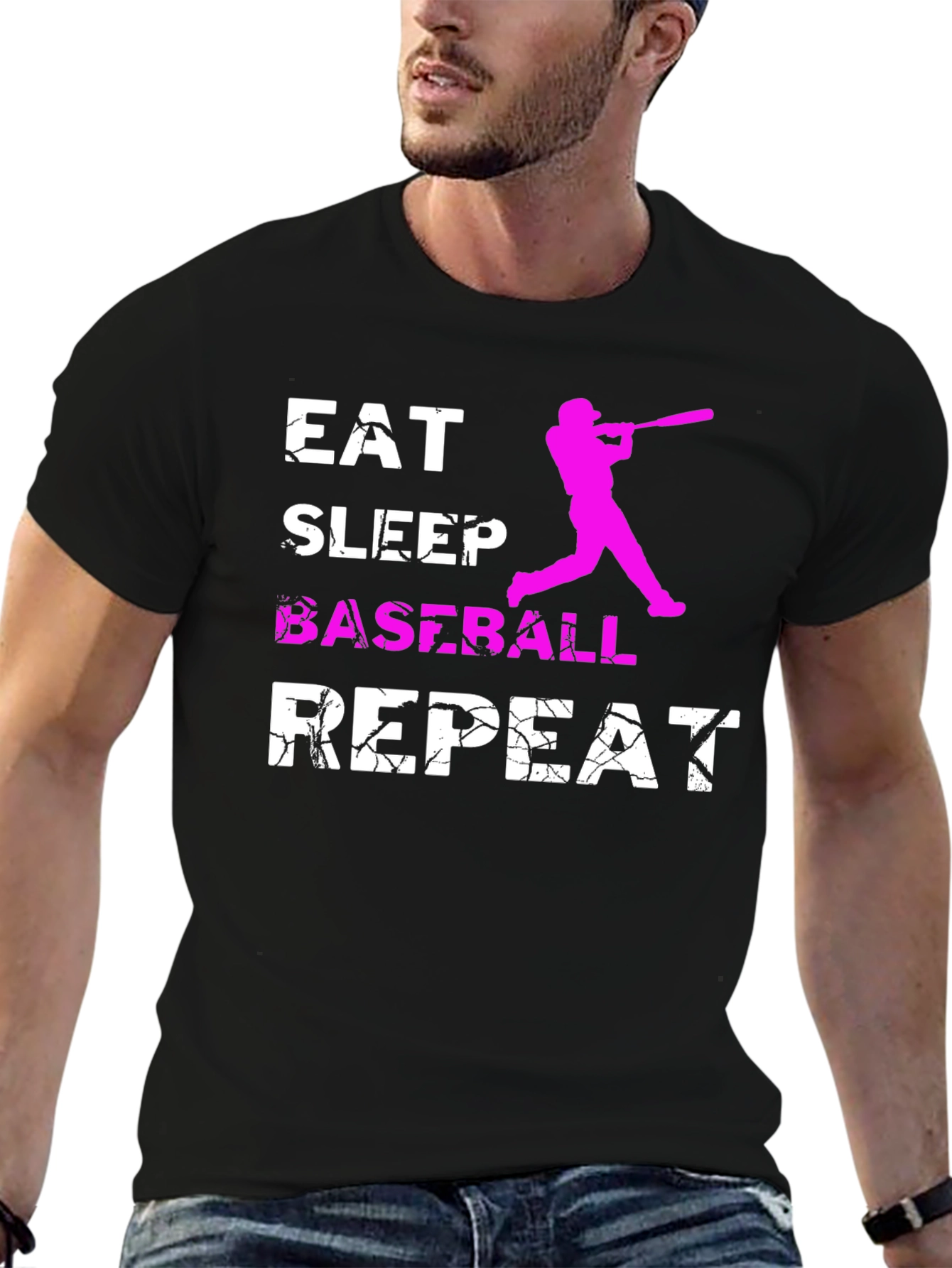Black Eat Sleep Baseball Repeat Graphic Tee view 6