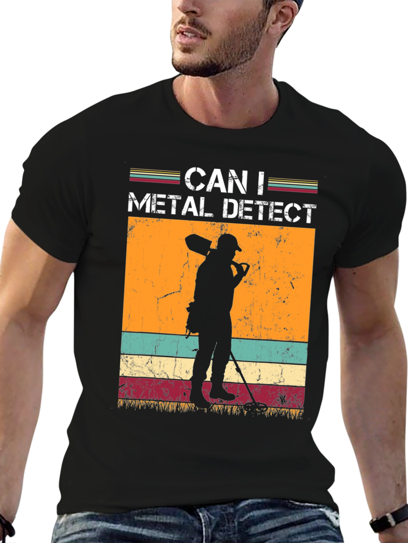 Black Can I Metal Detect T-Shirt - Hobby Tee view 6