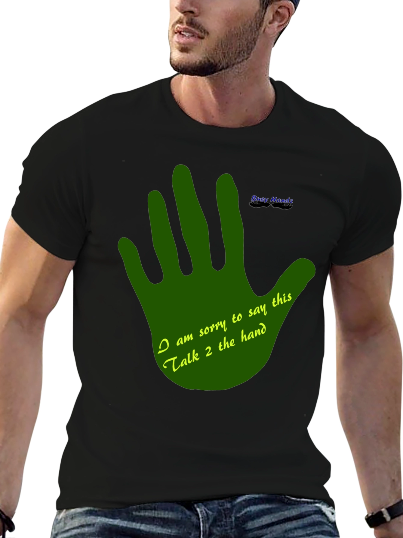 Black Talk to the Hand Graphic T-Shirt - Funny Novelty Tee view 6