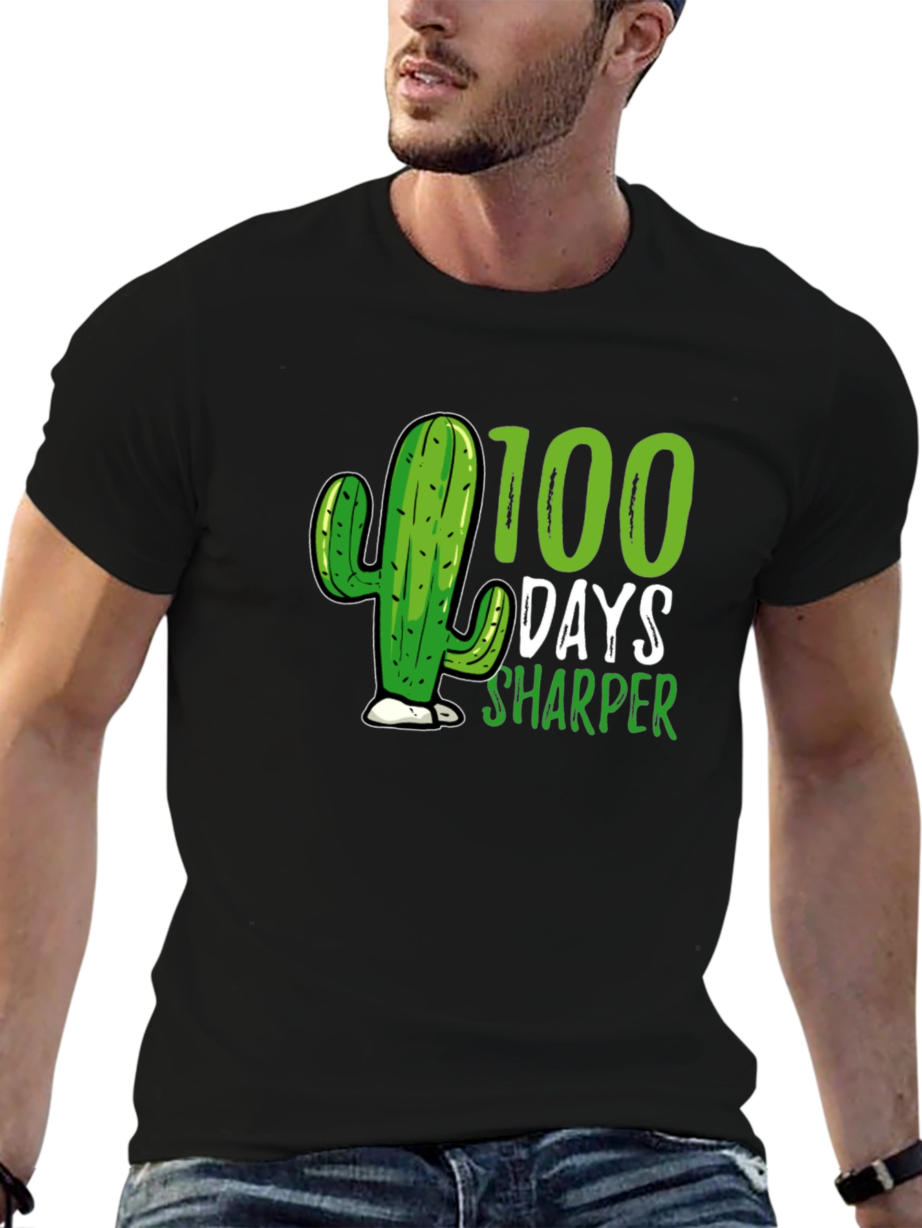 Black 100 Days Sharper Cactus T-Shirt view 6