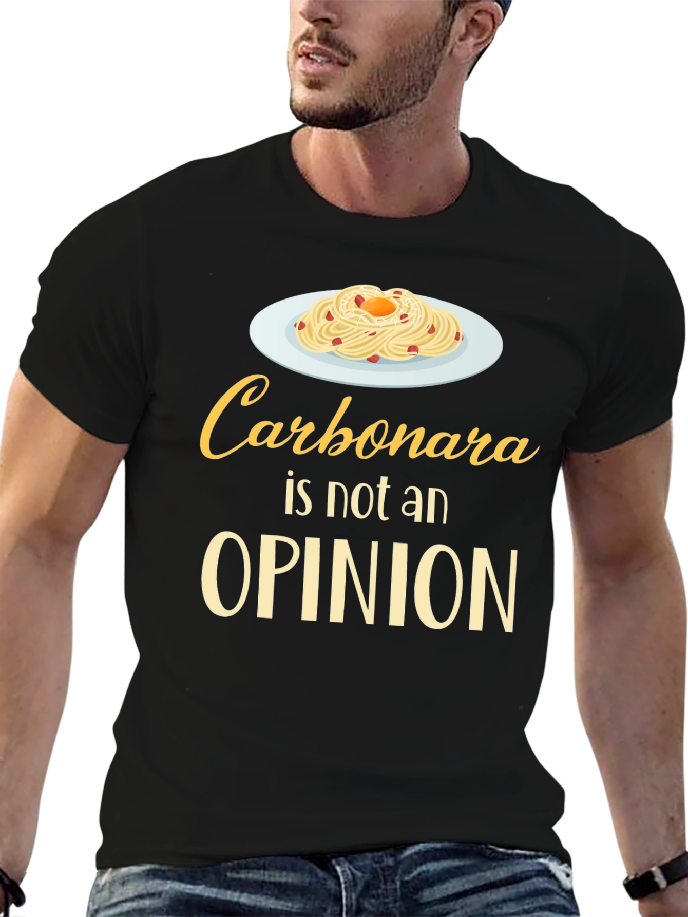 Black Carbonara Is Not An Opinion T-Shirt, Funny Foodie Tee view 6