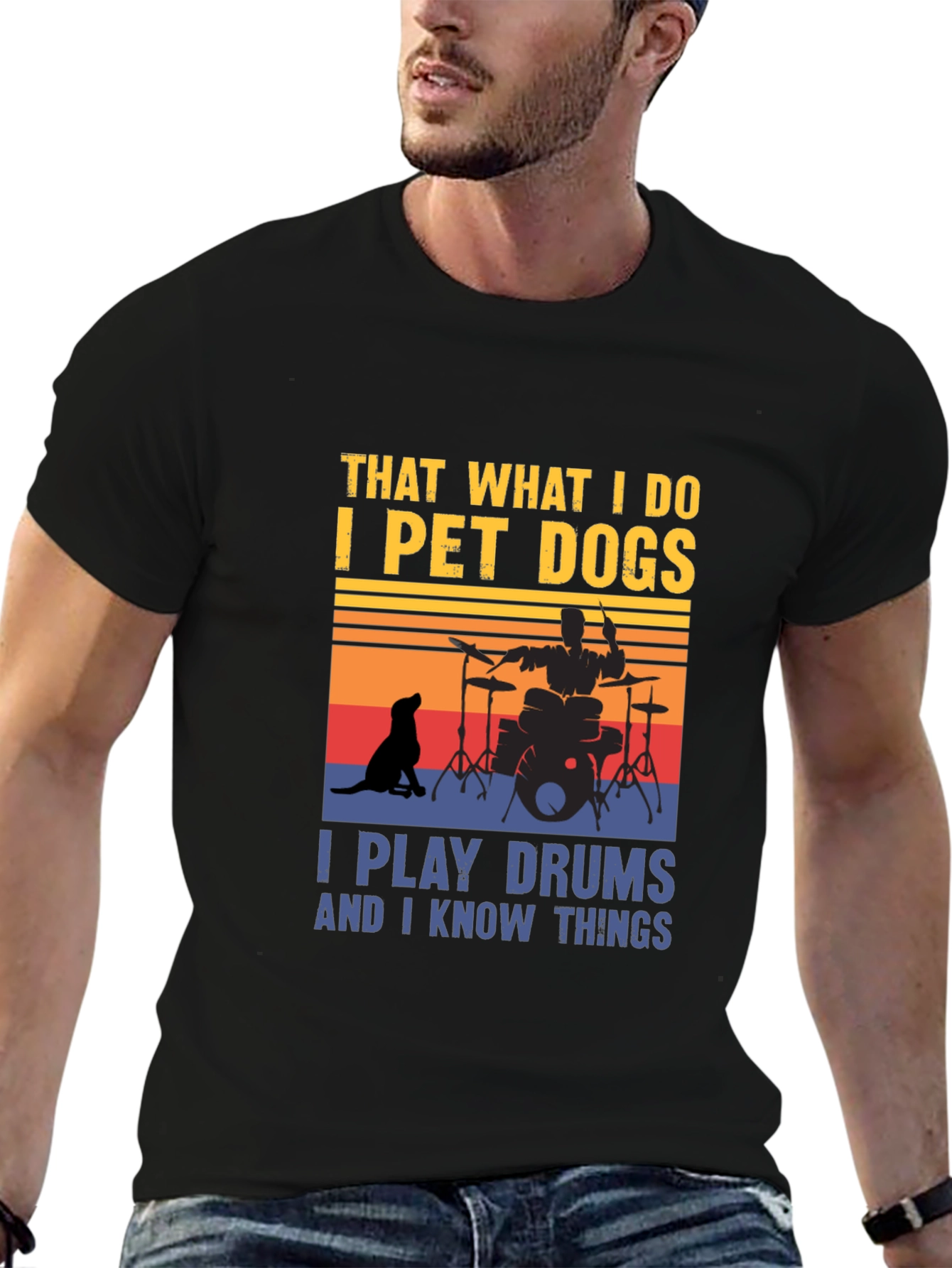 Black Pet Dogs & Drums T-Shirt view 6