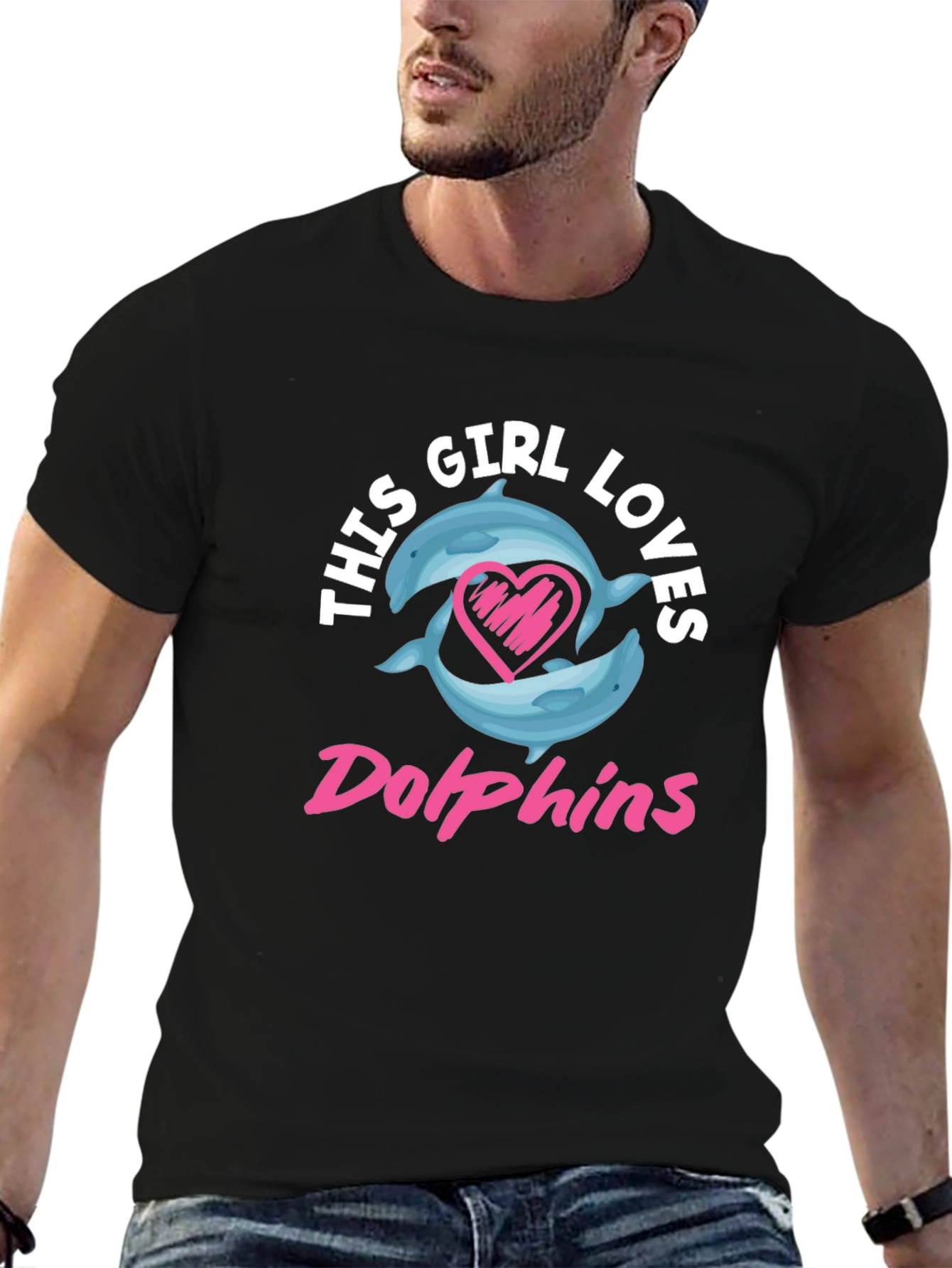 Black Girl Loves Dolphins T-Shirt - Graphic Tee view 6