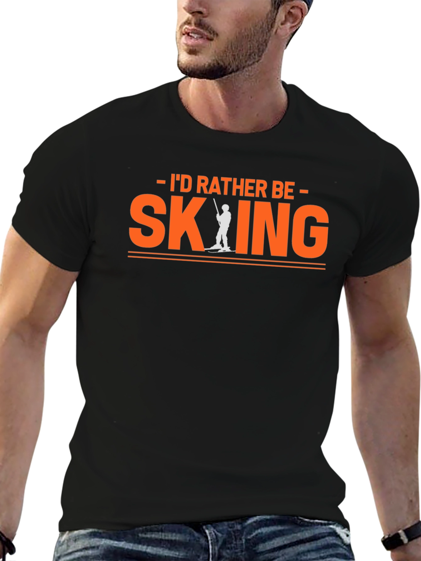 Black I'd Rather Be Skiing T-Shirt view 6