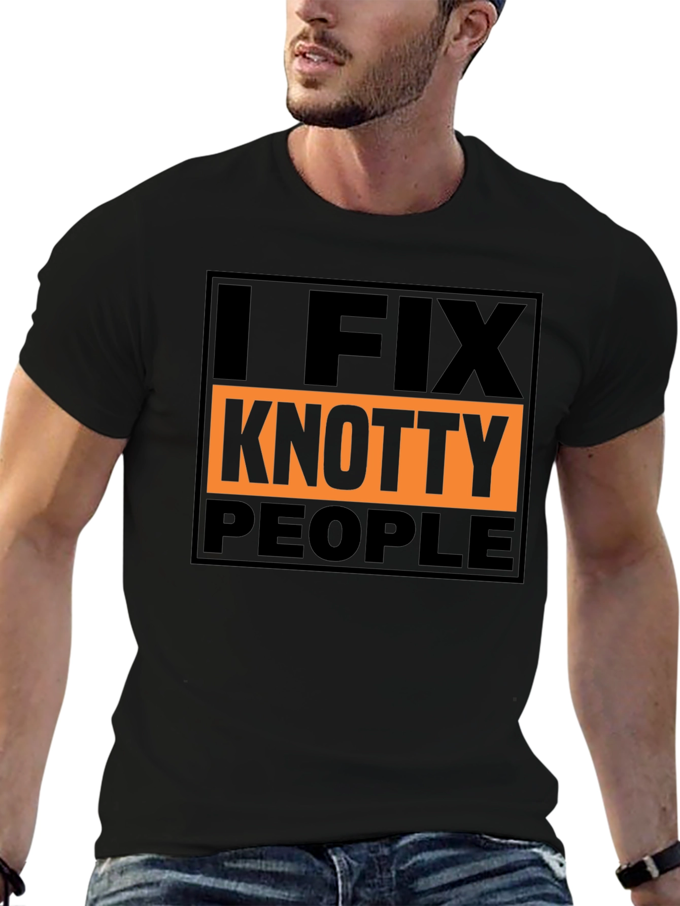Black I Fix Knotty People Graphic Tee - Funny Humor T-Shirt view 6