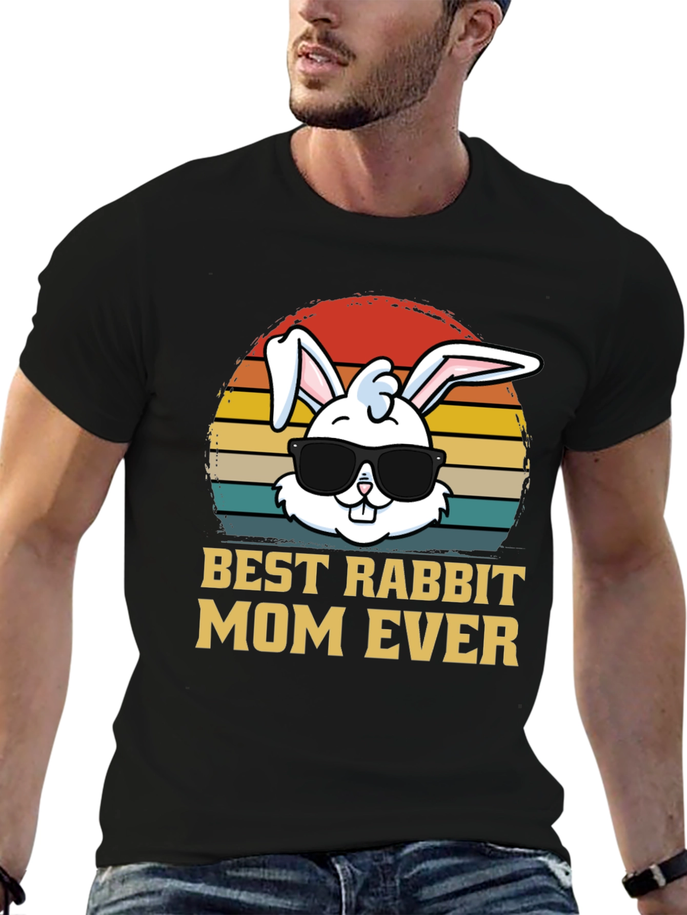 Black Best Rabbit Mom Ever T-Shirt view 6