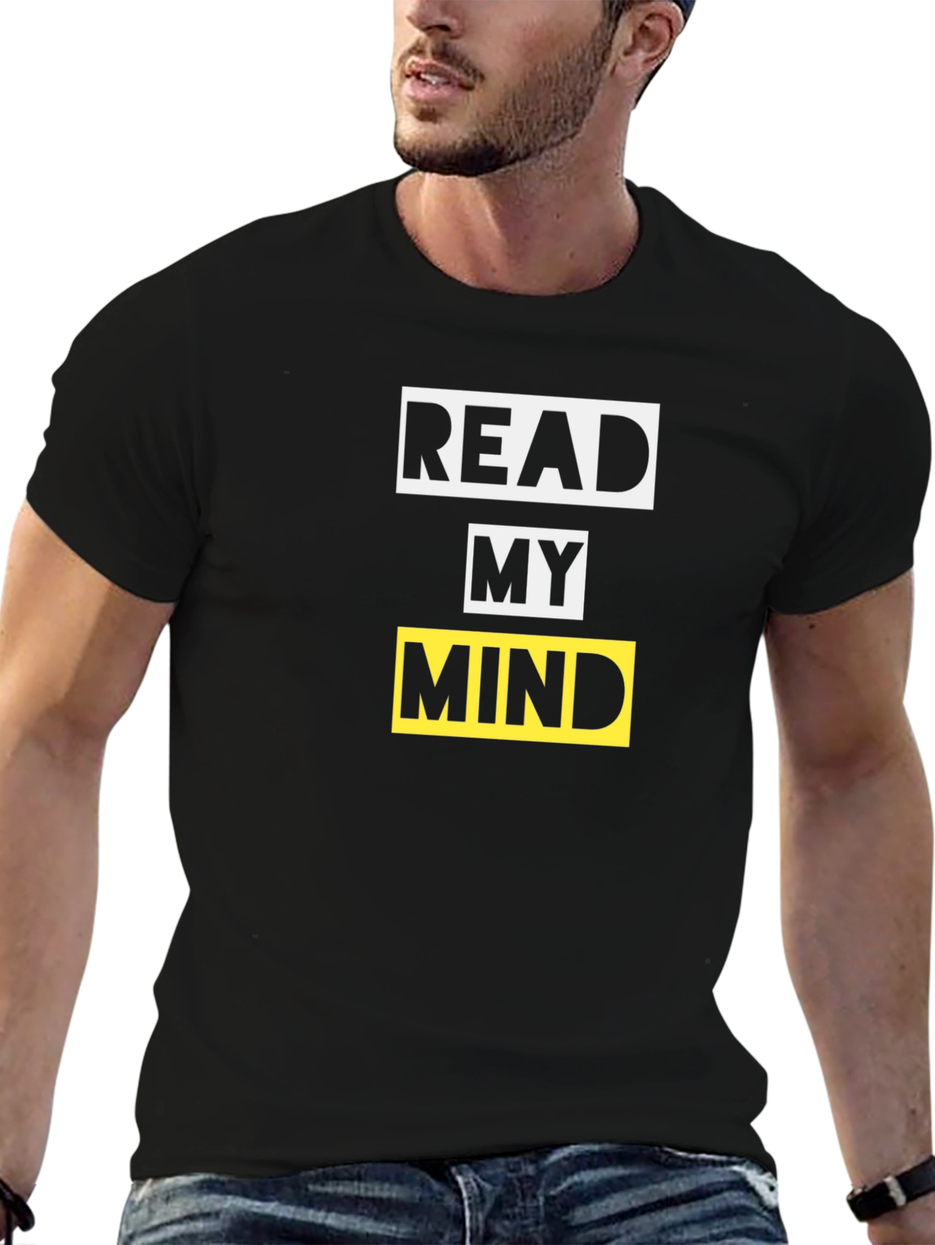 Black Read My Mind Graphic Tee - Black Cotton T-Shirt view 6