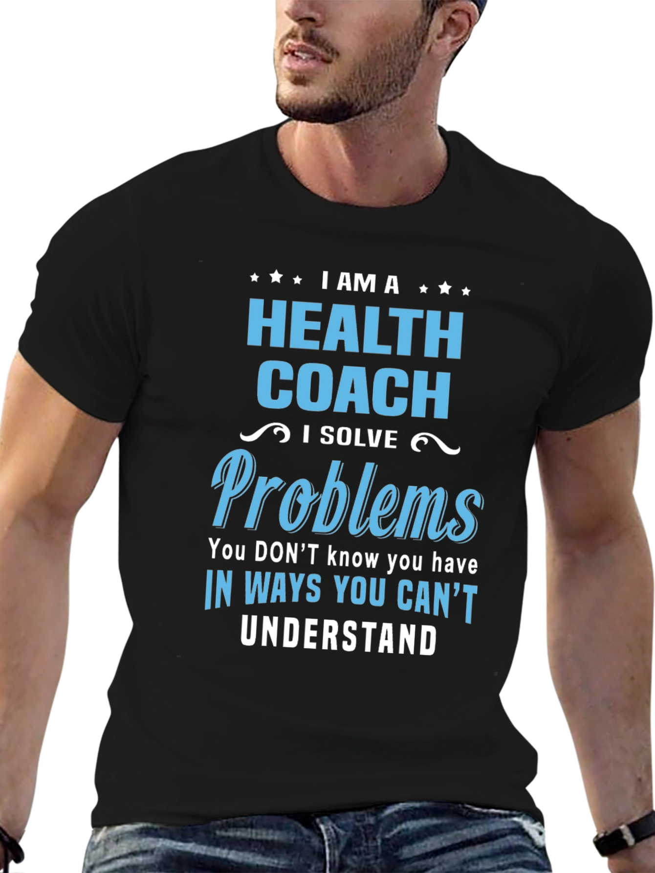 Black Health Coach T-Shirt - I Solve Problems view 6