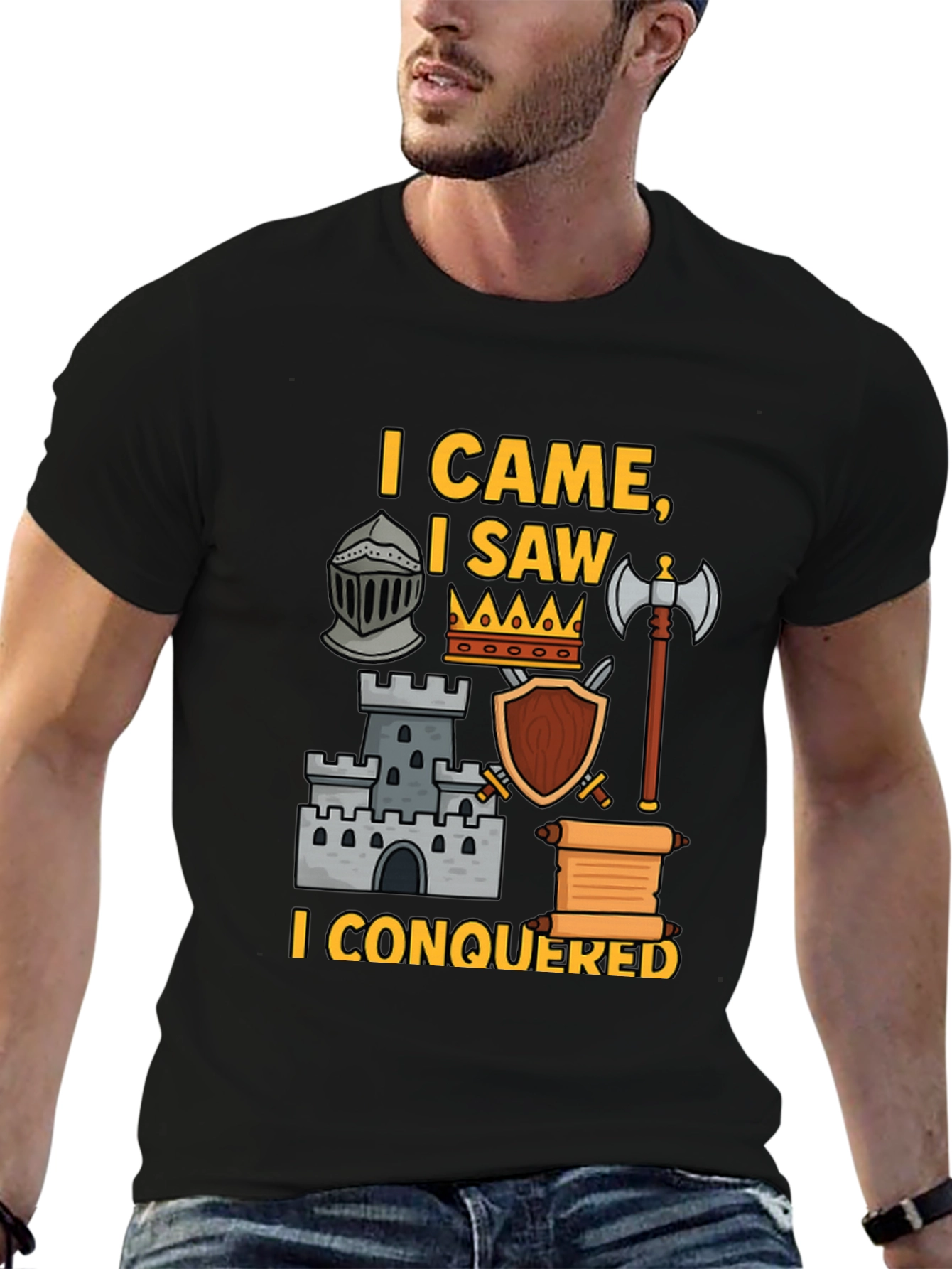 Black I Came, I Saw, I Conquered Graphic T-Shirt view 6