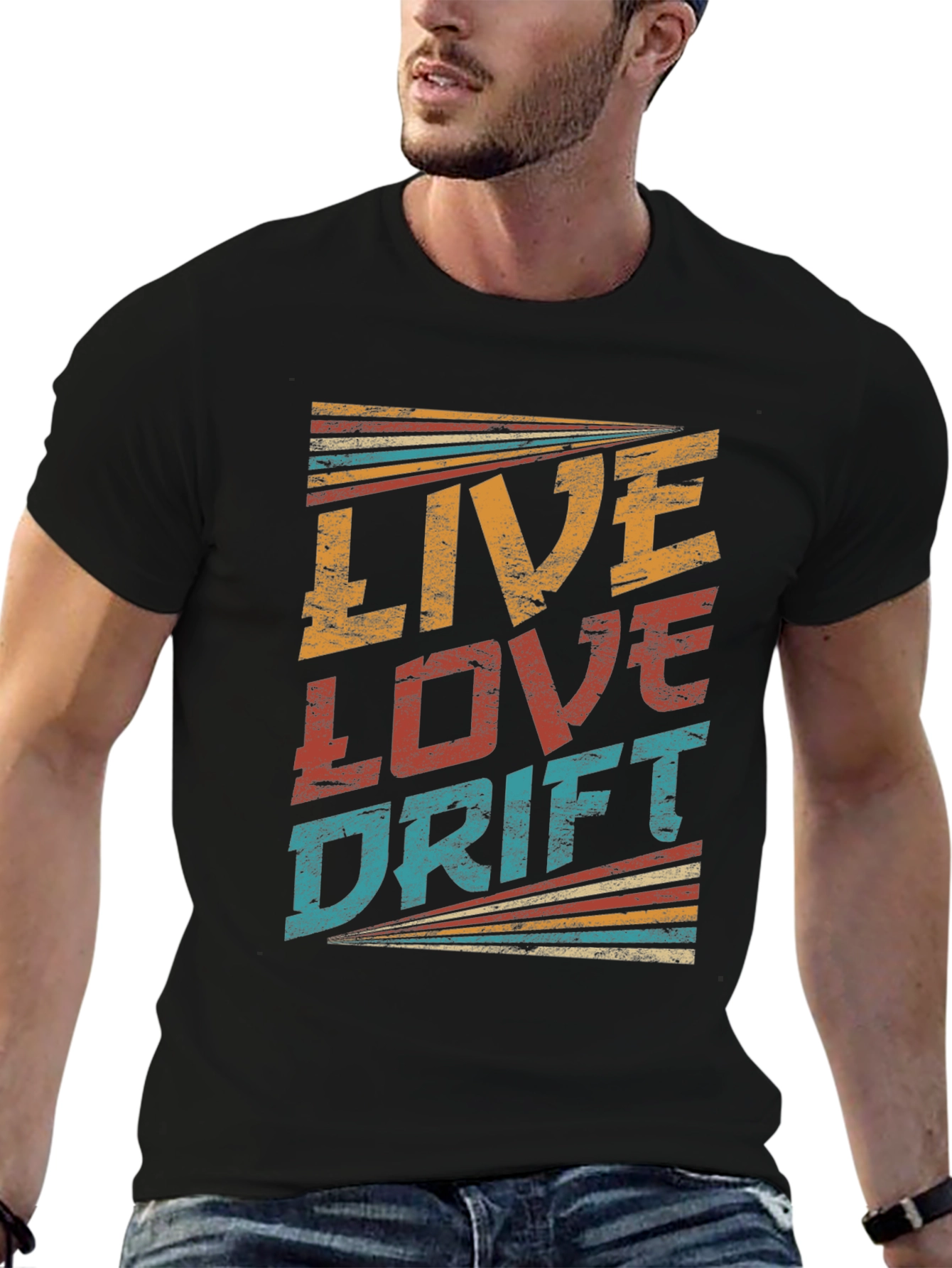 Black Live Love Drift Retro T-Shirt view 6