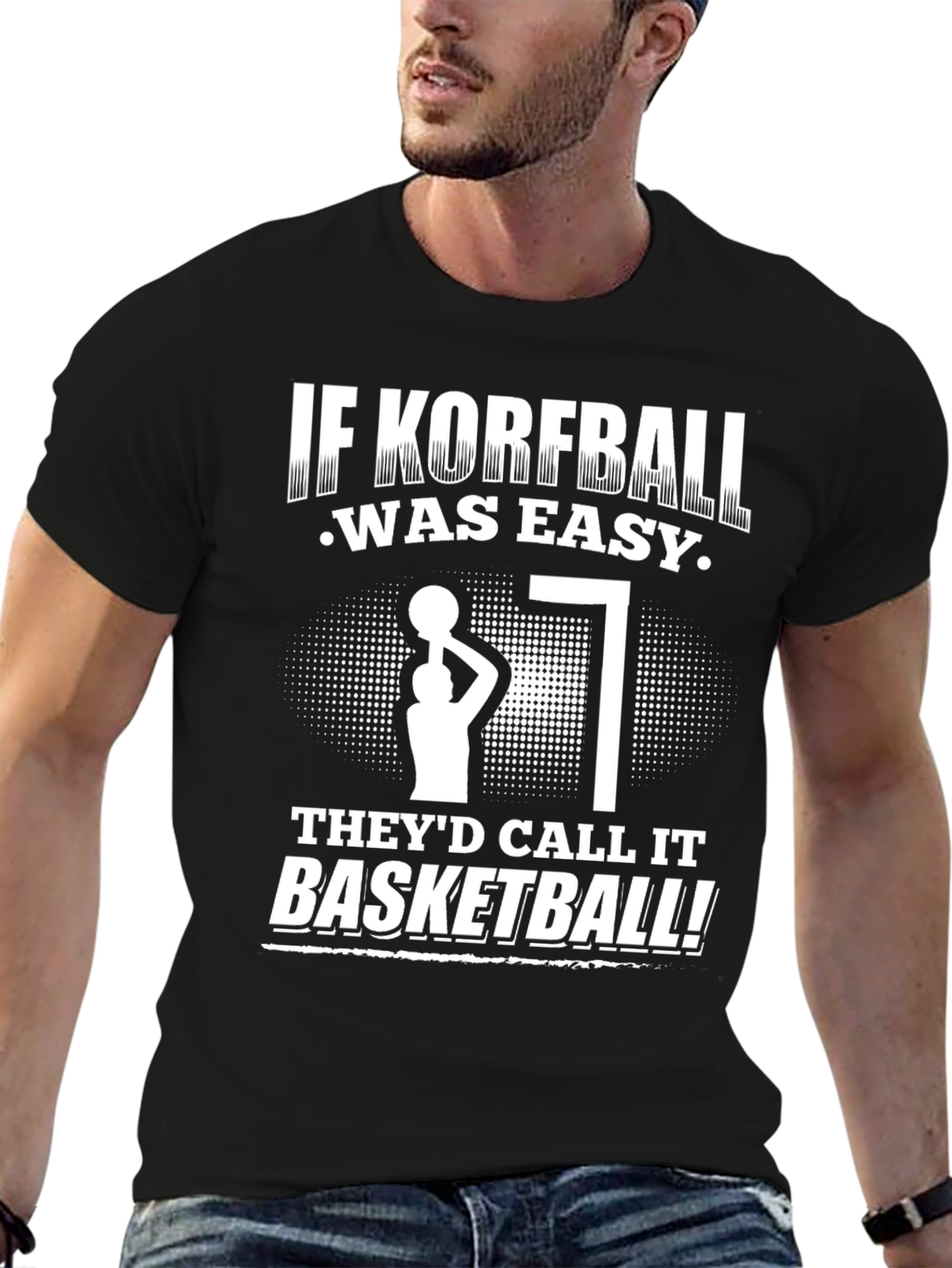 Black Funny Korfball T-Shirt view 6
