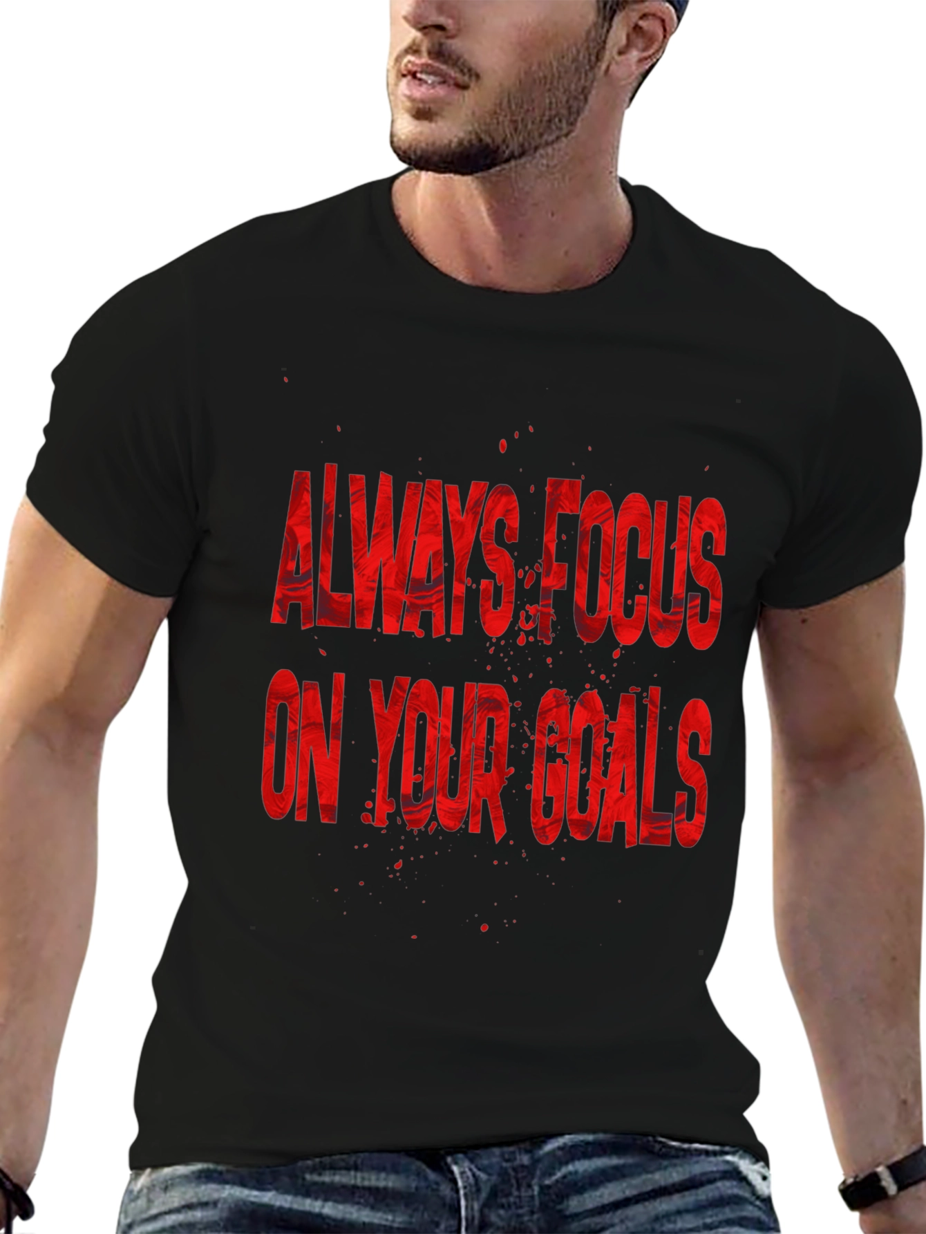 Focus On Your Goals Black Graphic T-Shirt - 6