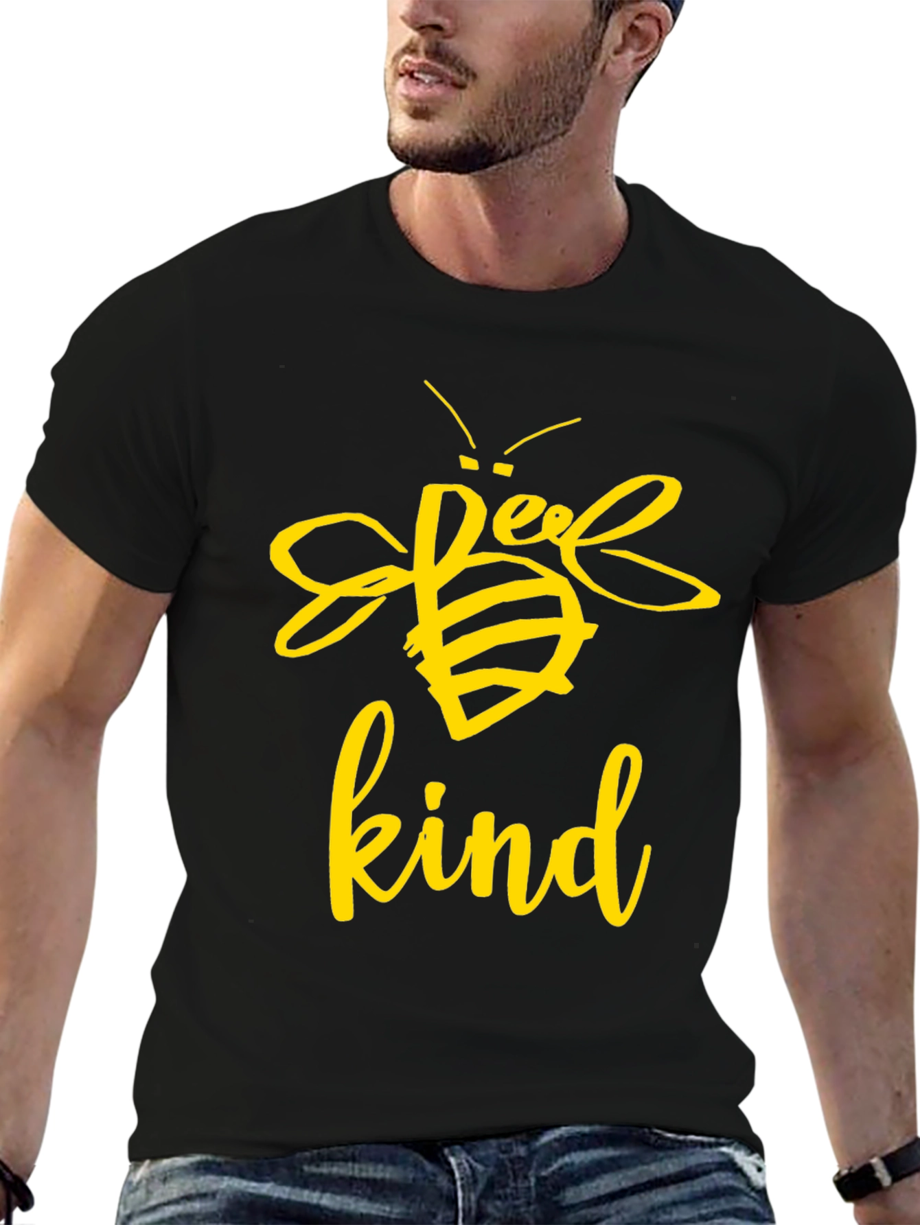 Black Bee Kind Graphic T-Shirt - Unisex Black Tee view 6