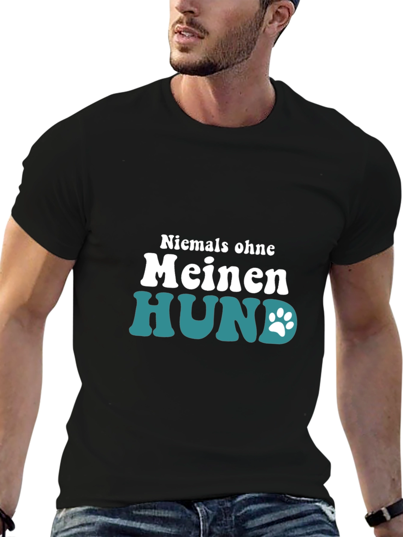 Black Niemals Ohne Meinen Hund T-Shirt - Dog Lover Tee view 6