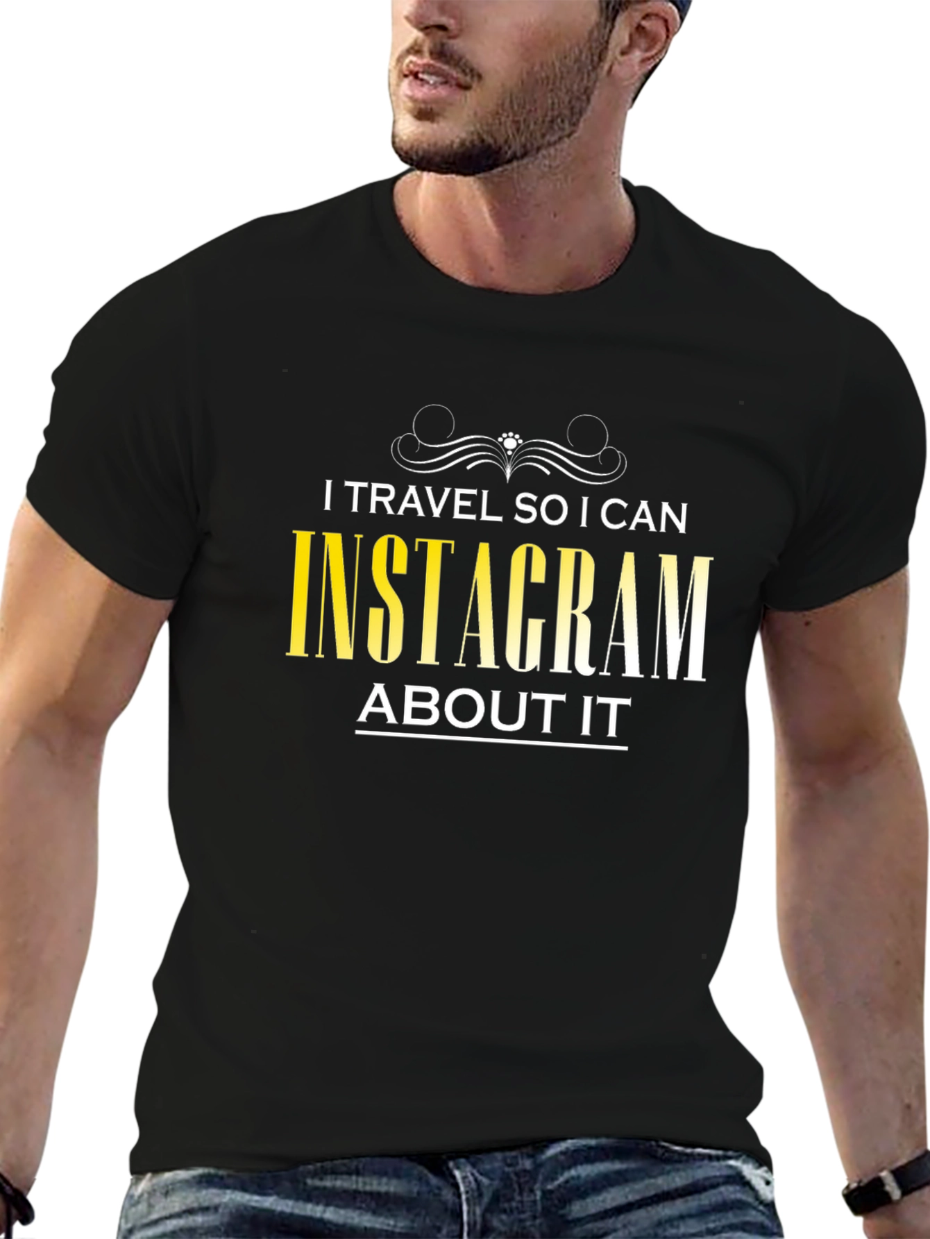 Black I Travel So I Can Instagram About It - T-Shirt view 6