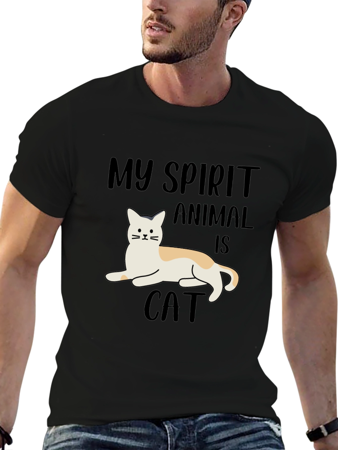 Black My Spirit Animal is Cat T-Shirt view 6
