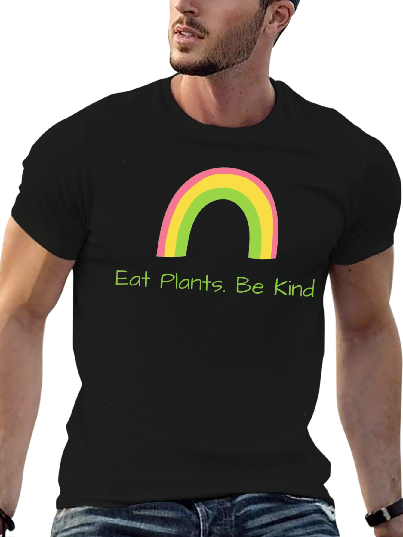 Black Eat Plants. Be Kind T-Shirt view 6