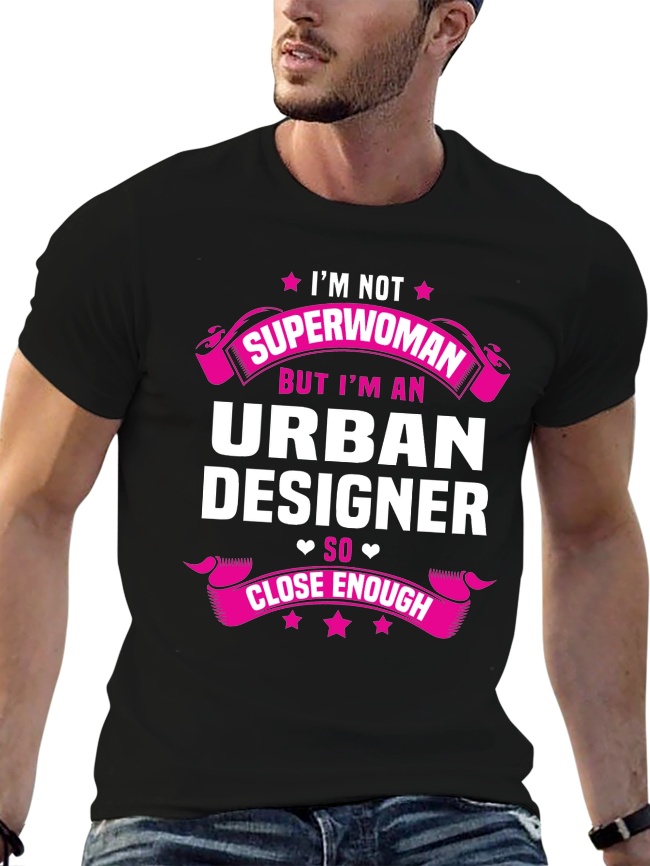 Black Urban Designer T-Shirt - Not Superwoman Funny Tee view 6