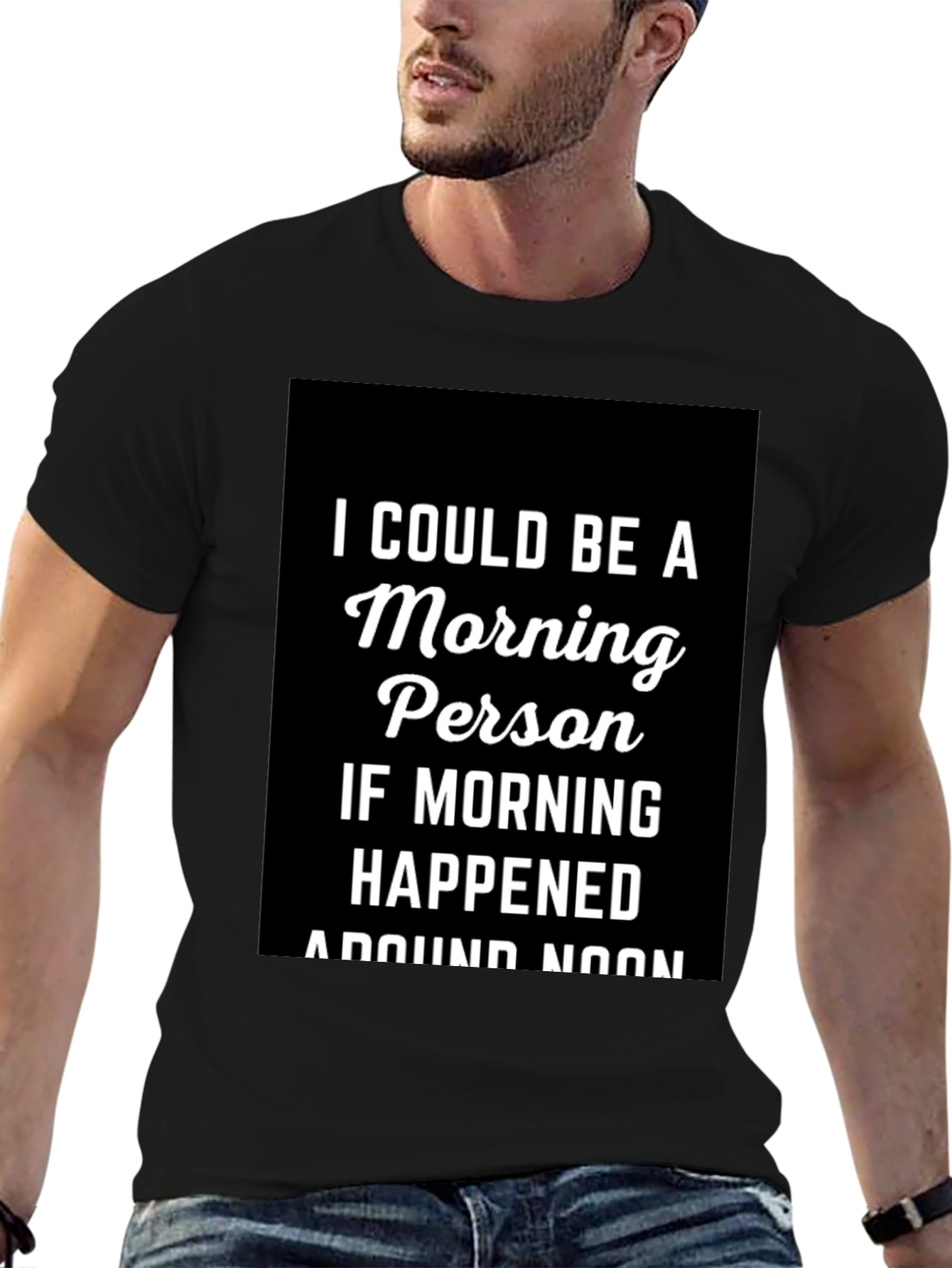 Black Morning Person T-Shirt - Funny Slogan Tee view 6