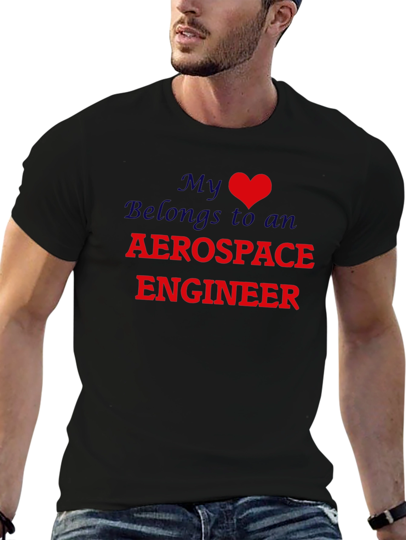 Black My Heart Belongs to an Aerospace Engineer T-Shirt view 6