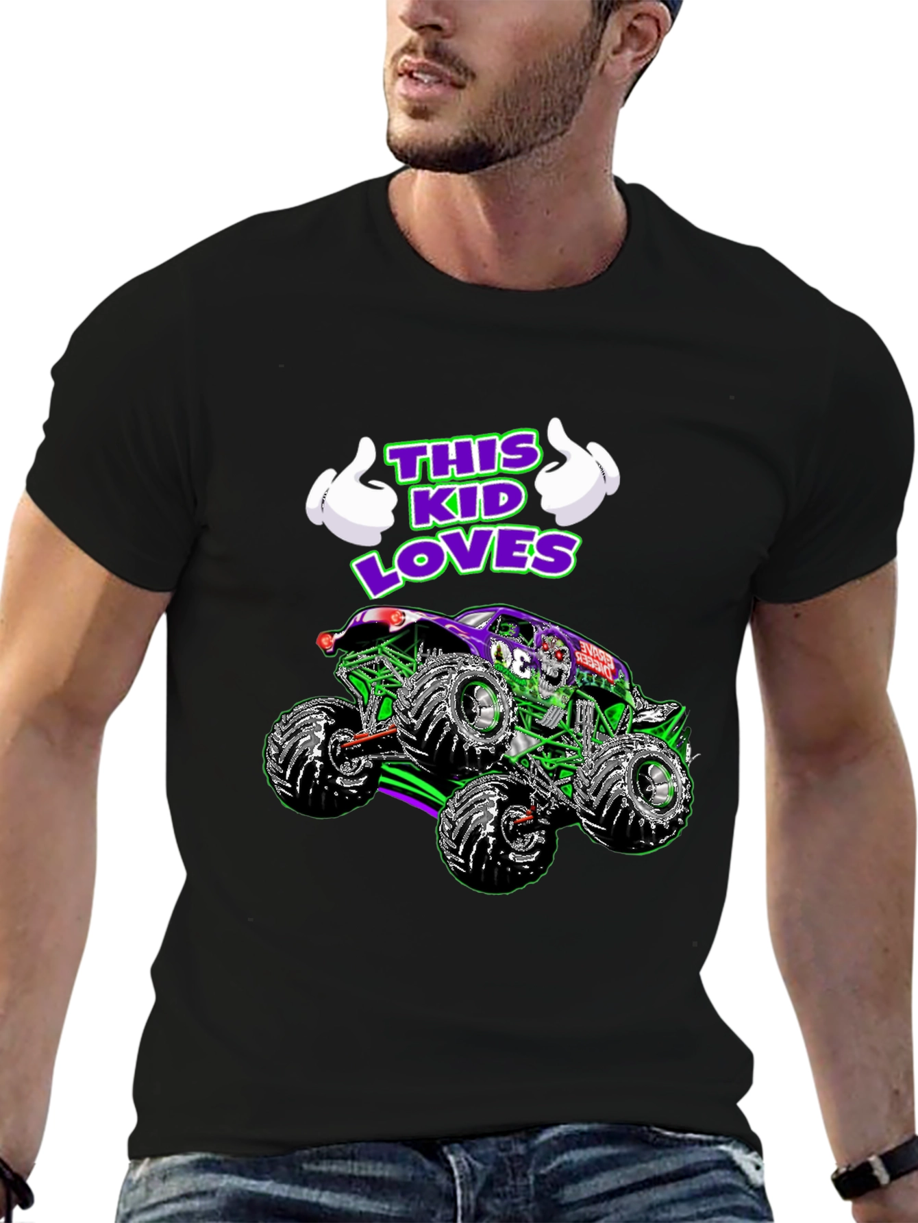 Black This Kid Loves Monster Trucks T-Shirt view 6