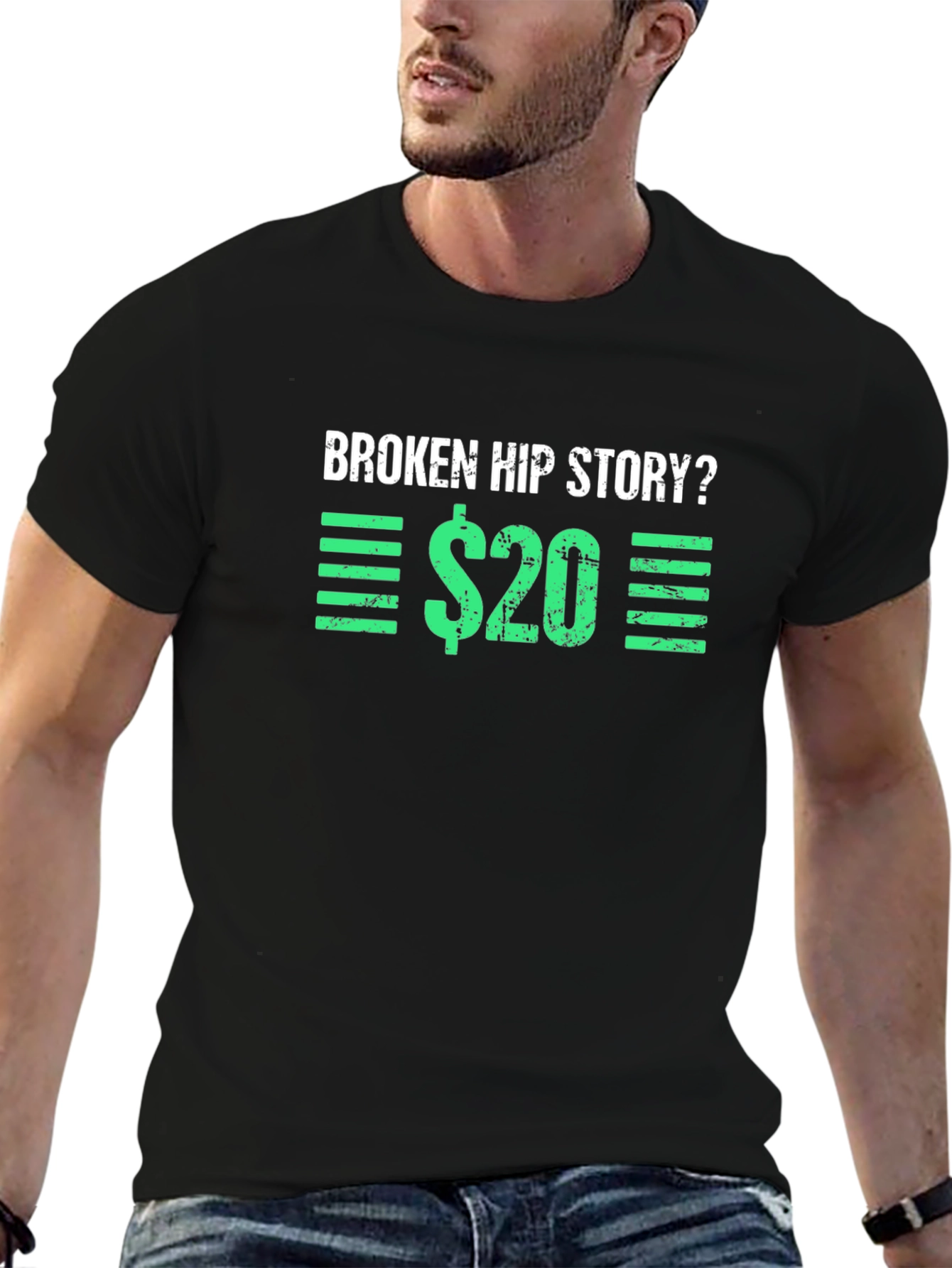 Black Broken Hip Story T-Shirt - Funny Graphic Tee view 6