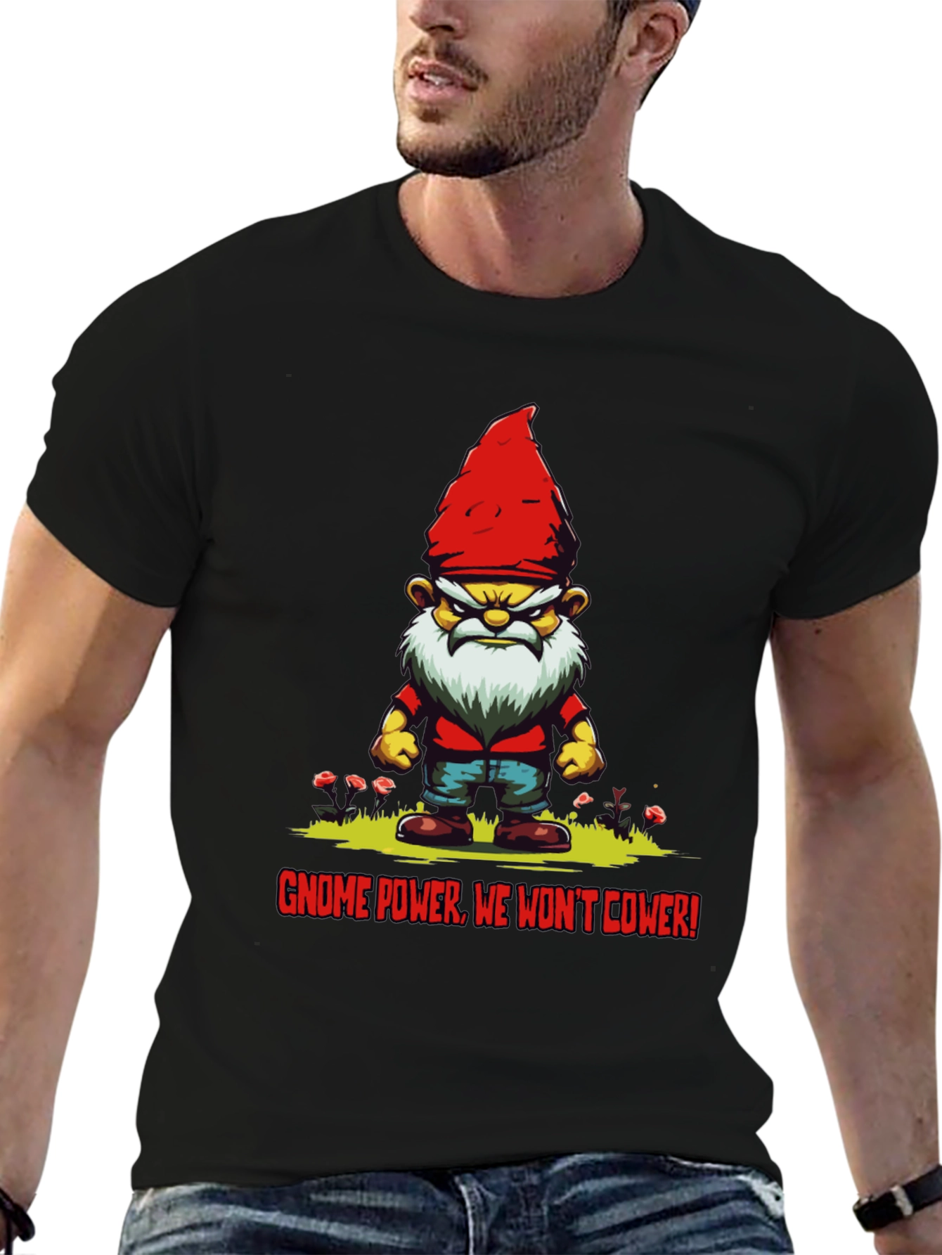 Black Gnome Power T-Shirt - We Won't Cower! view 6