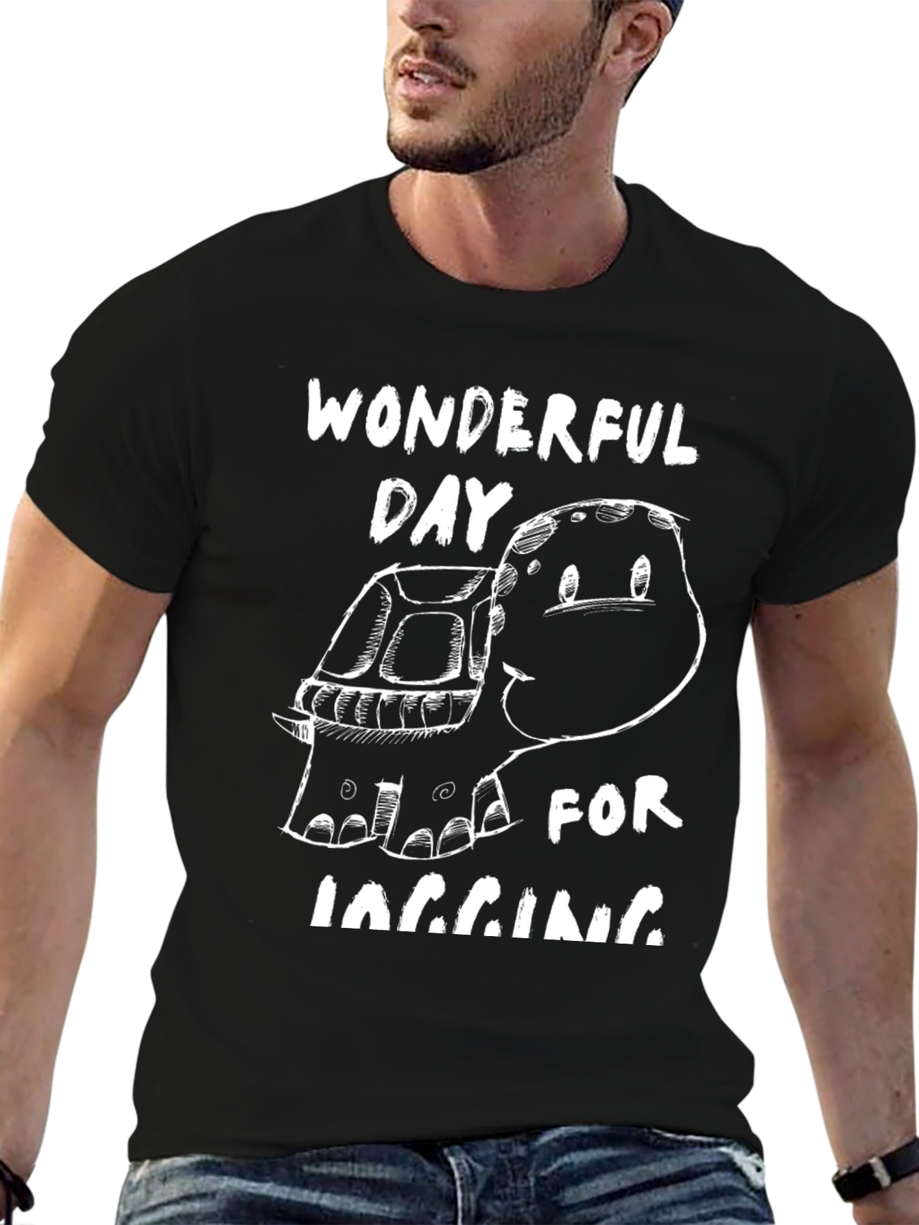 Black Wonderful Day for Jogging Turtle Tee view 6
