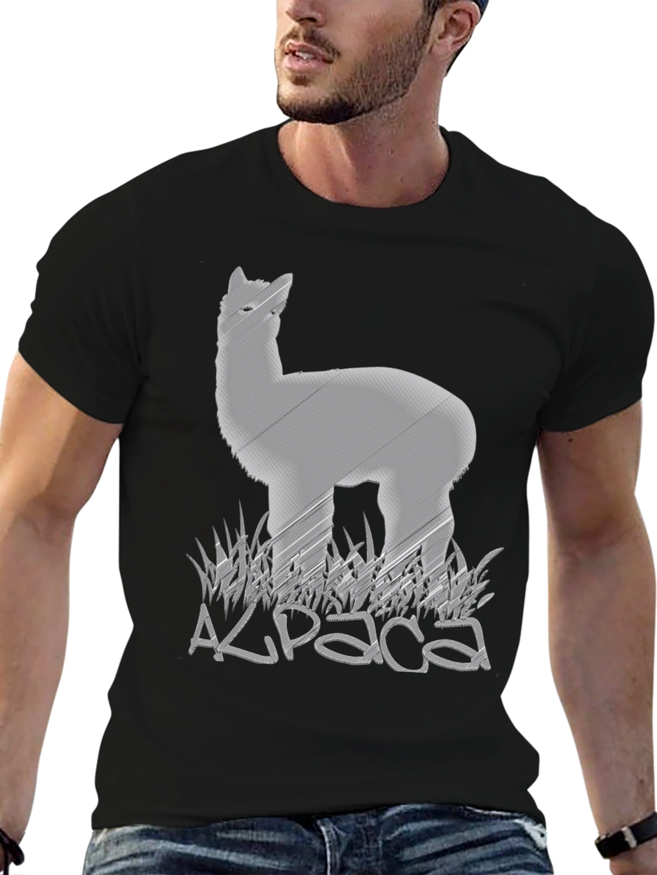 Black Alpaca Graphic Tee - Soft Cotton Blend view 6