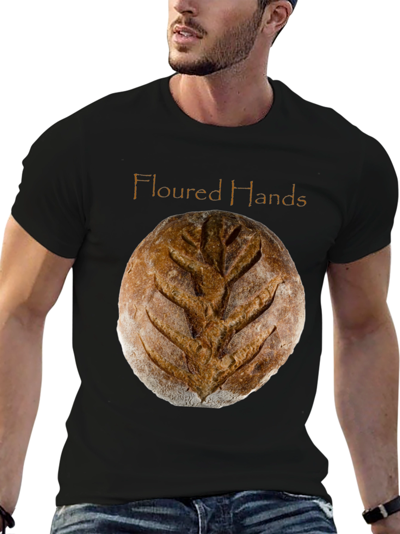 Black Floured Hands Bread T-Shirt view 6